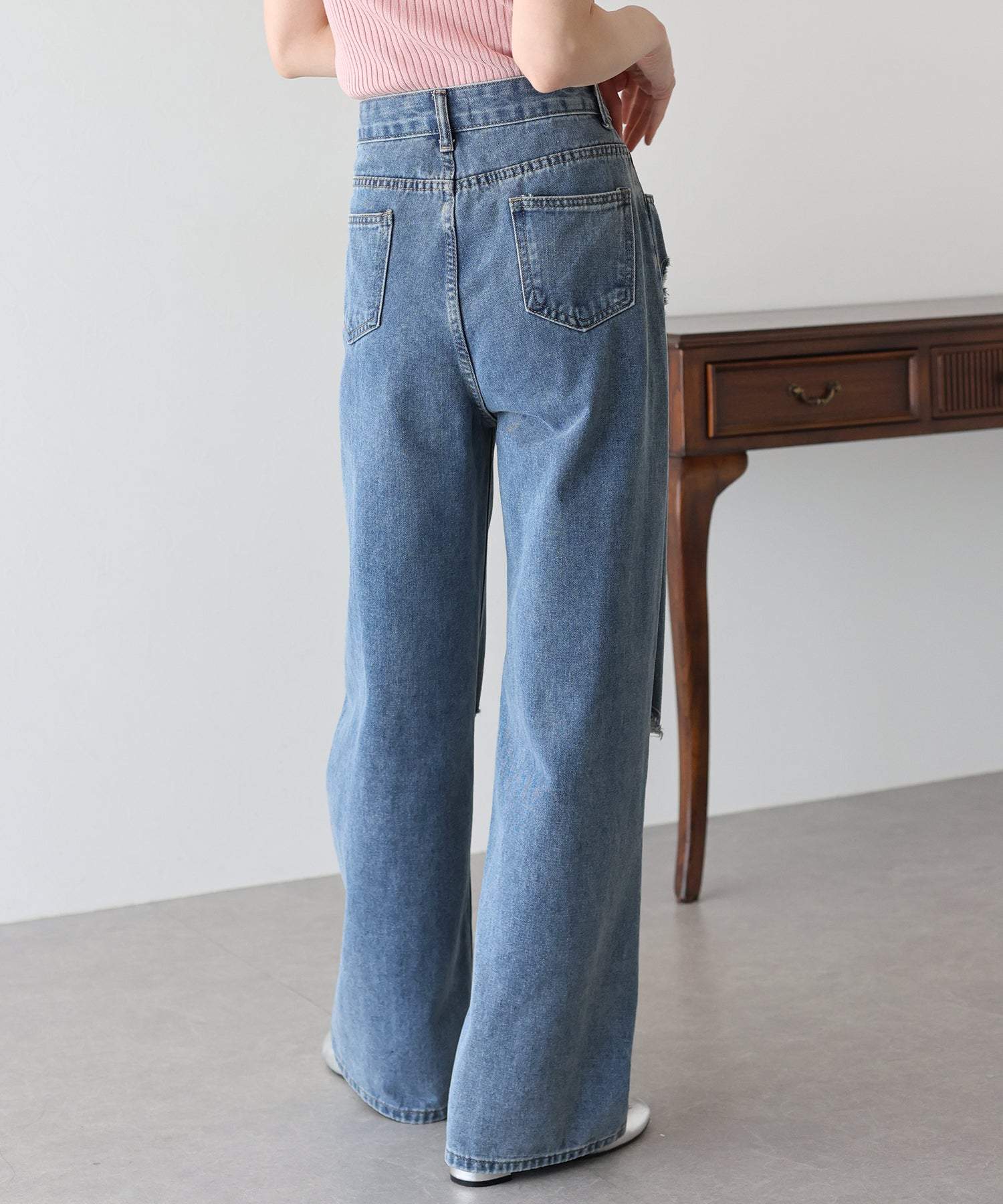 ブルーイースト BLUEEAST ハートダメージデニムパンツ （ブルー） ブルー