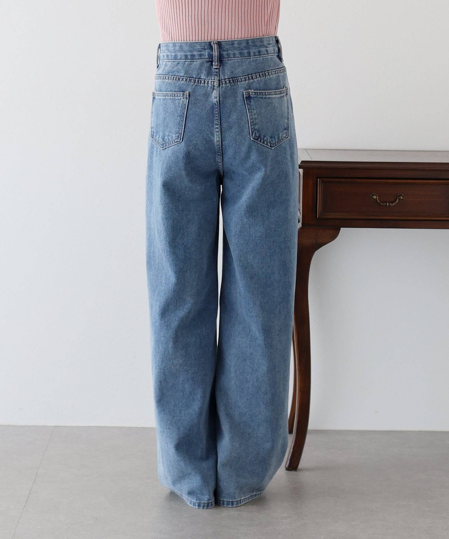 ブルーイースト BLUEEAST ハートダメージデニムパンツ （ブルー） ブルー