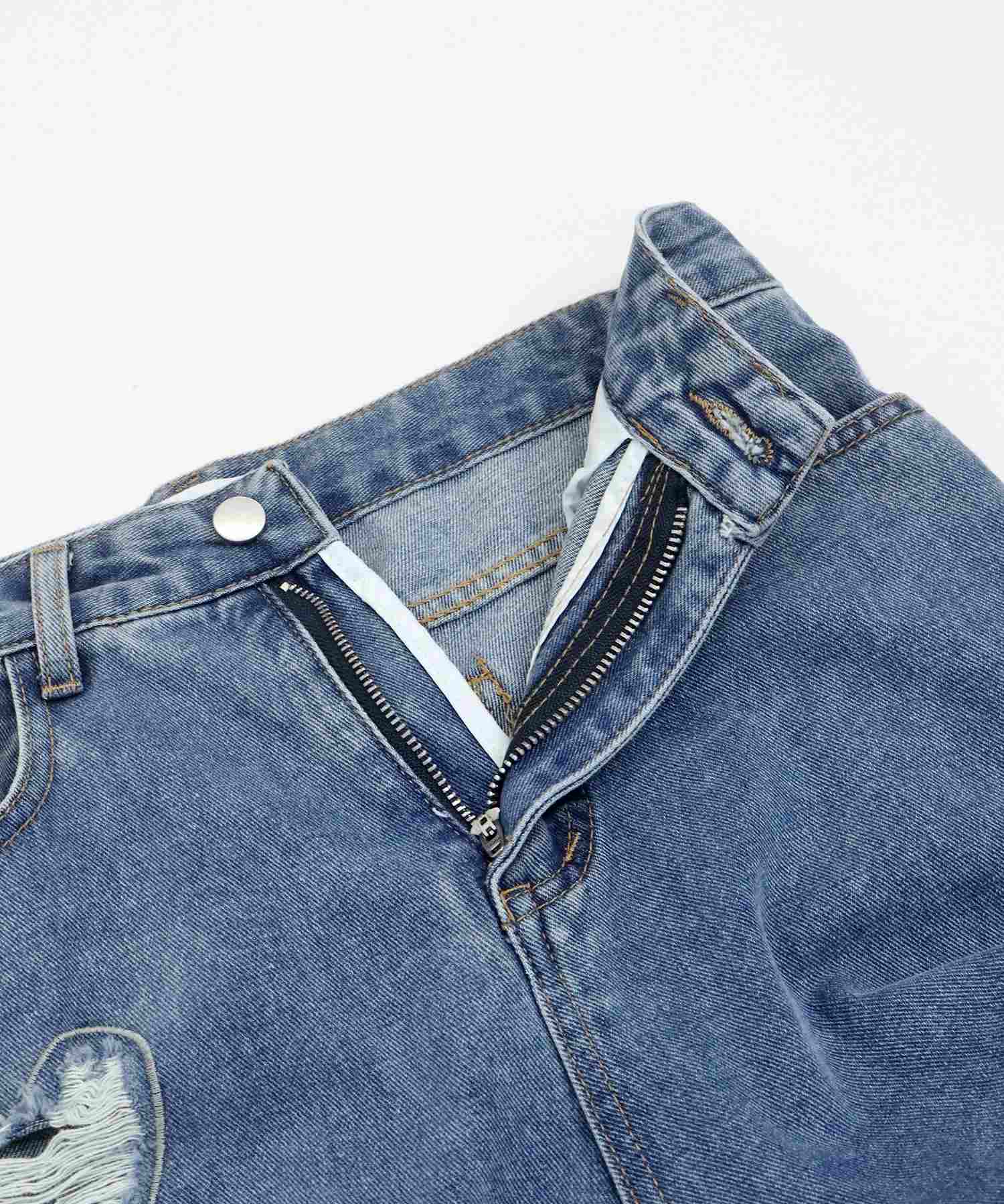 ブルーイースト BLUEEAST ハートダメージデニムパンツ （ブルー） ブルー