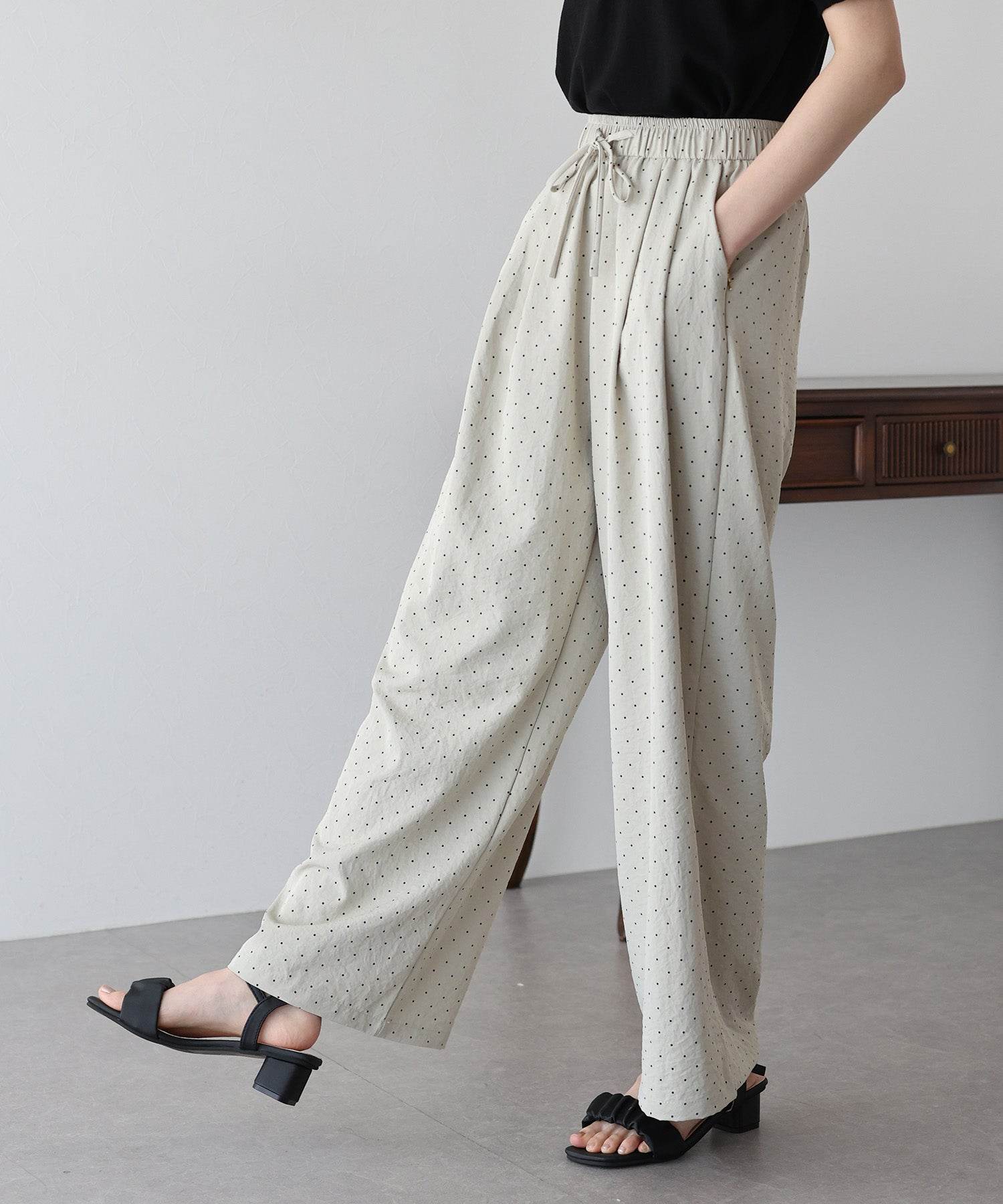 ブルーイースト BLUEEAST ドットワイドパンツ （ベージュ） ベージュ