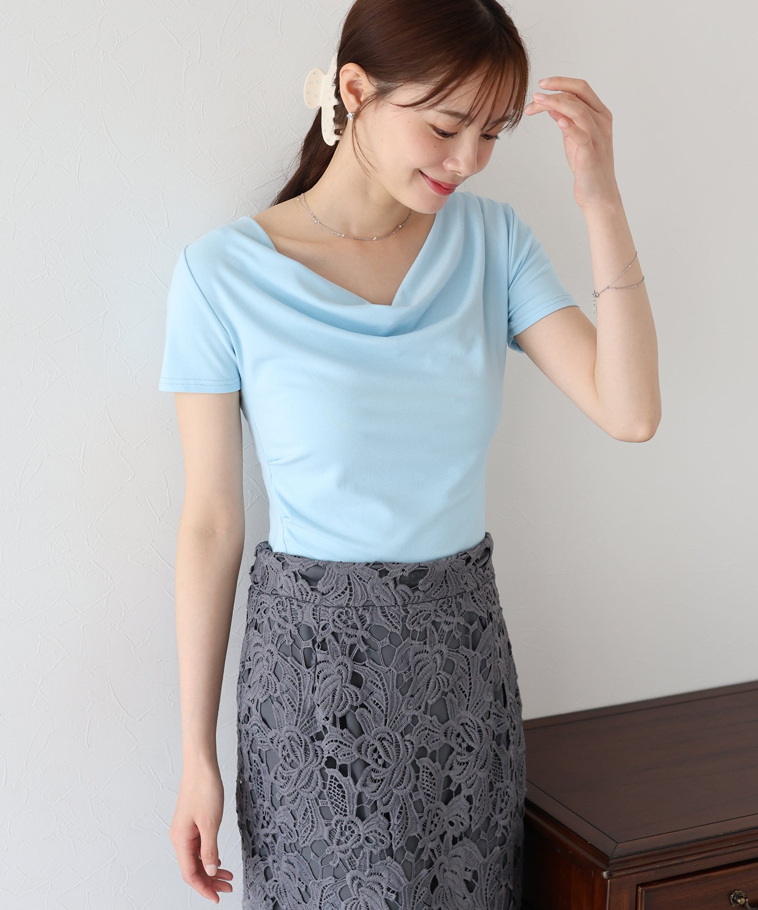 ブルーイースト BLUEEAST 半袖ドレープTシャツ （ブルー） ブルー