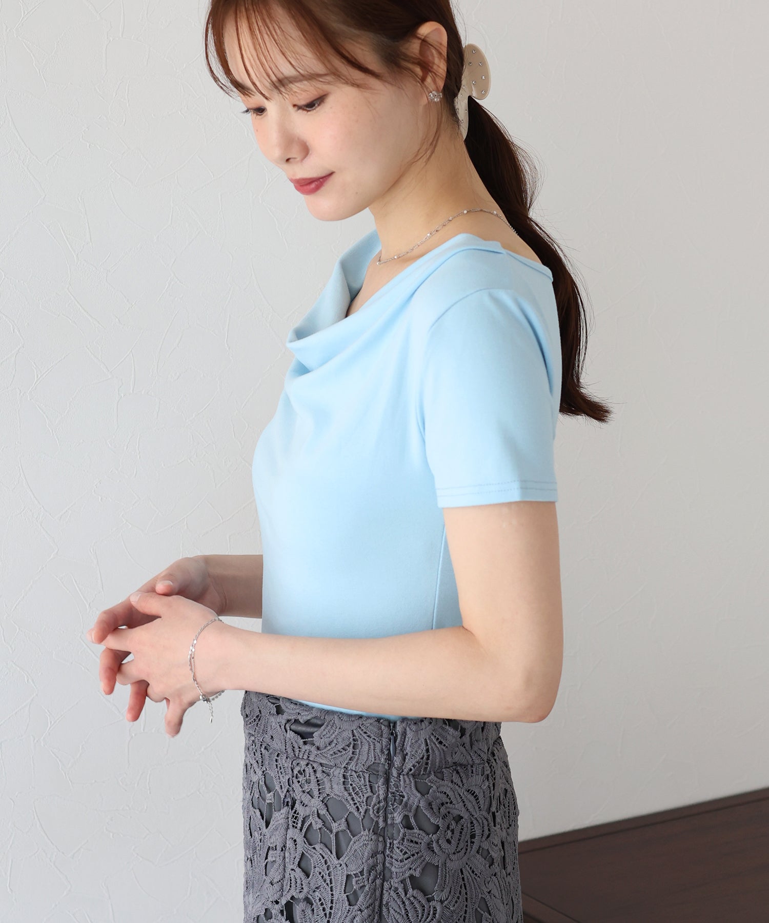 ブルーイースト BLUEEAST 半袖ドレープTシャツ （ブルー） ブルー