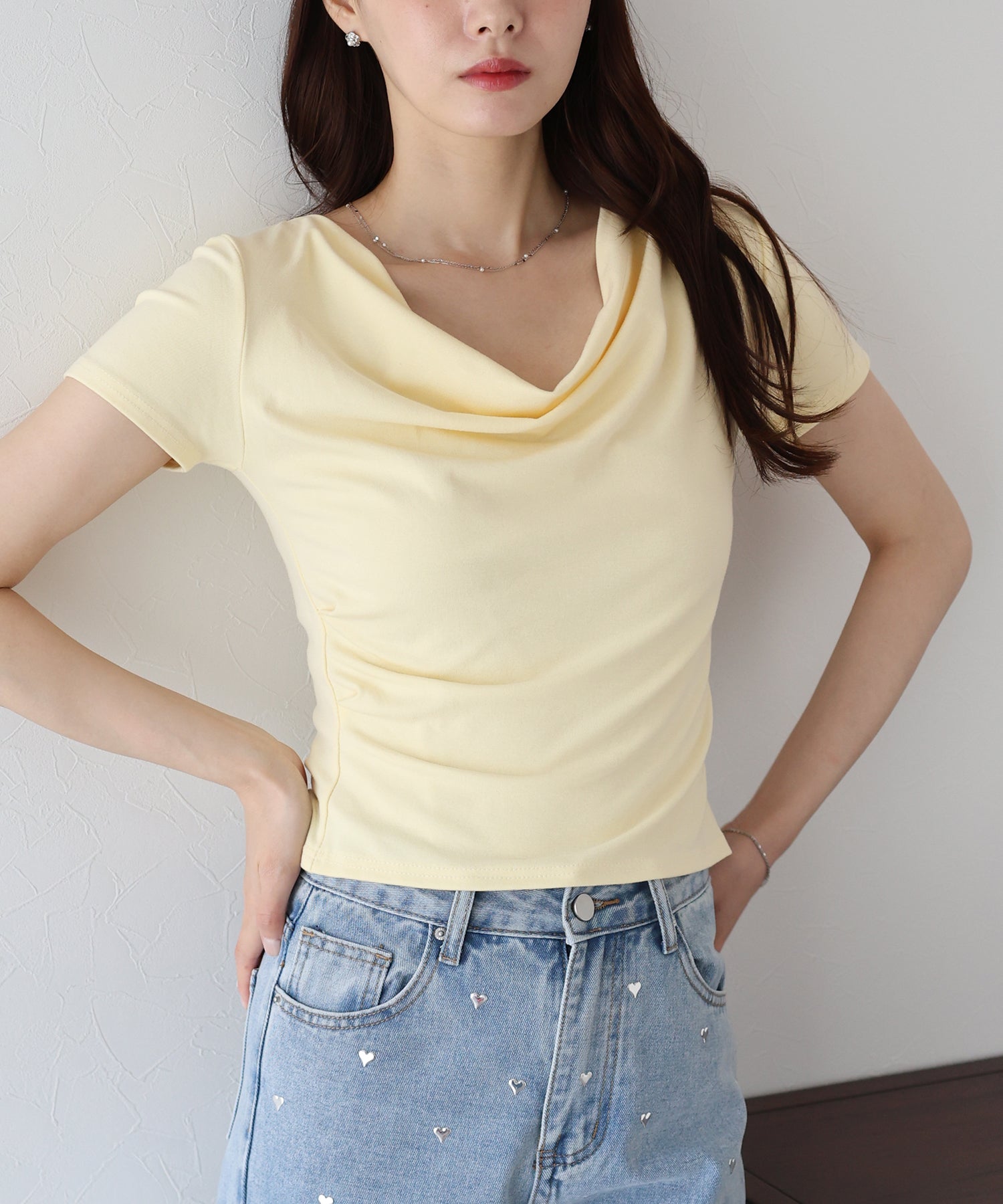 ブルーイースト BLUEEAST 半袖ドレープTシャツ （イエロー） イエロー