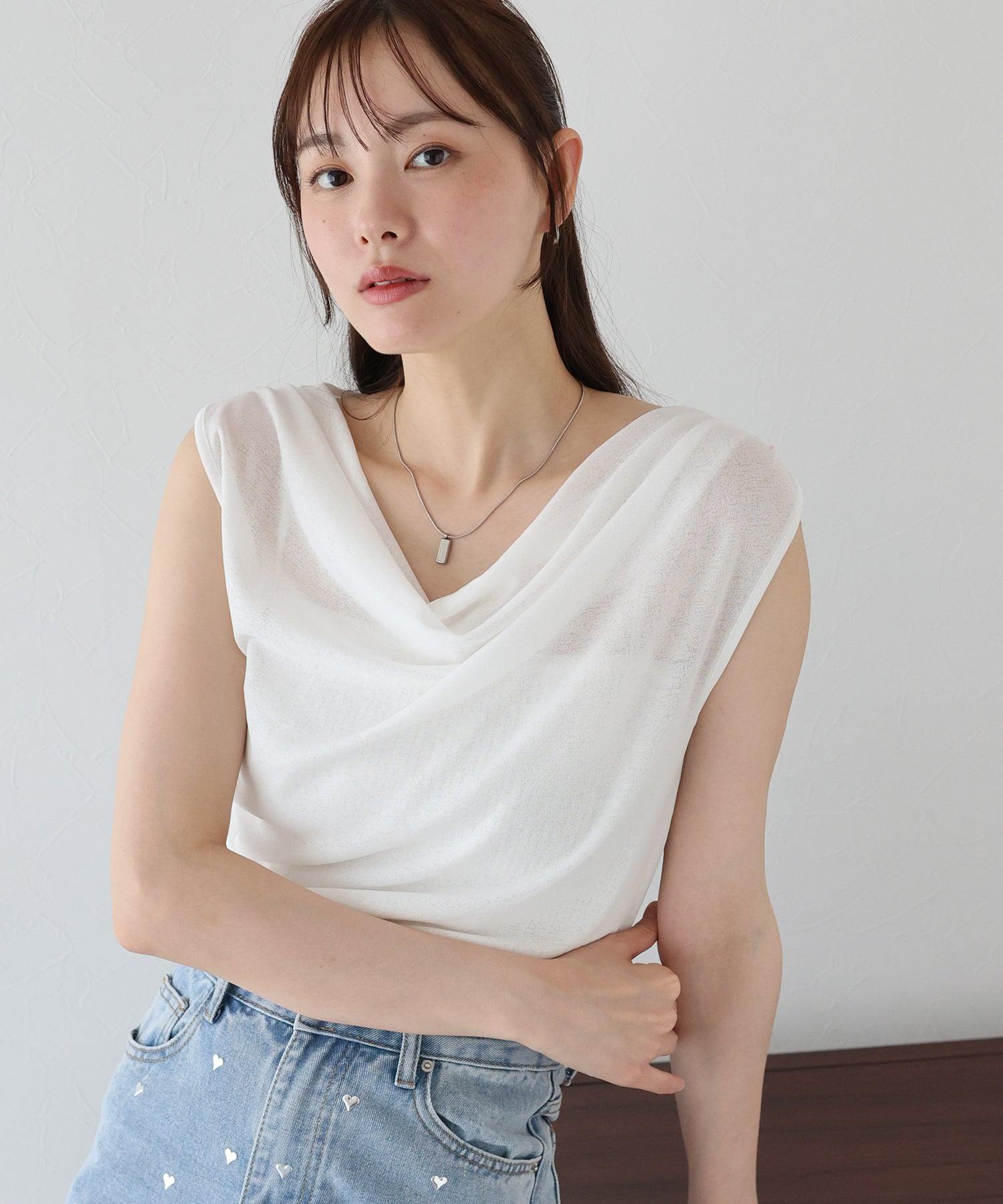 ブルーイースト BLUEEAST ドレープネックフレンチシアーTシャツ （ブラック） ブラック
