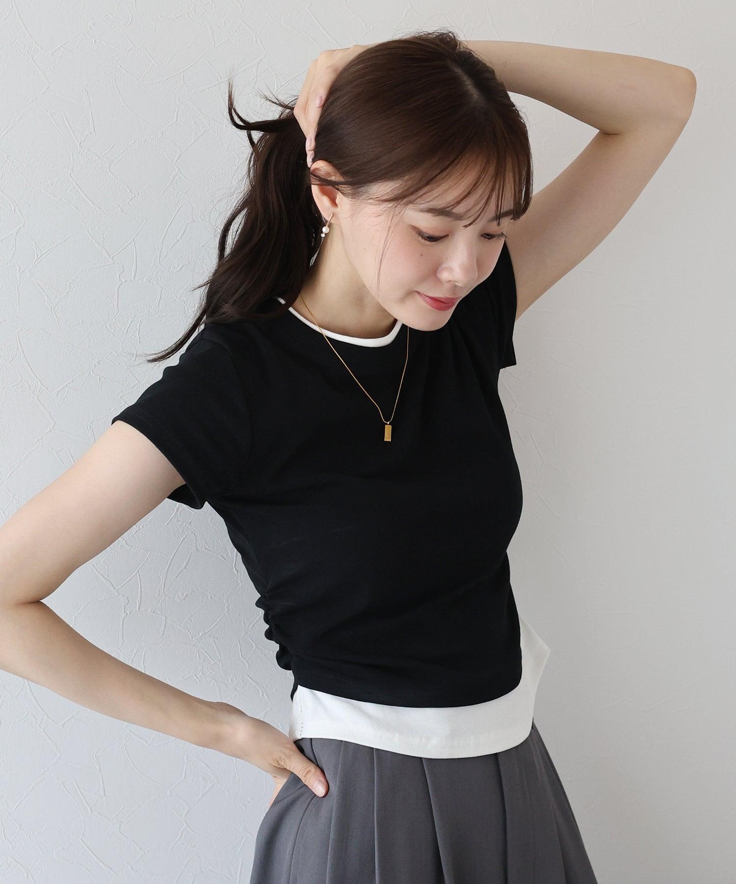 ブルーイースト BLUEEAST サイドシャーリングレイヤードTシャツ （グレー） グレー