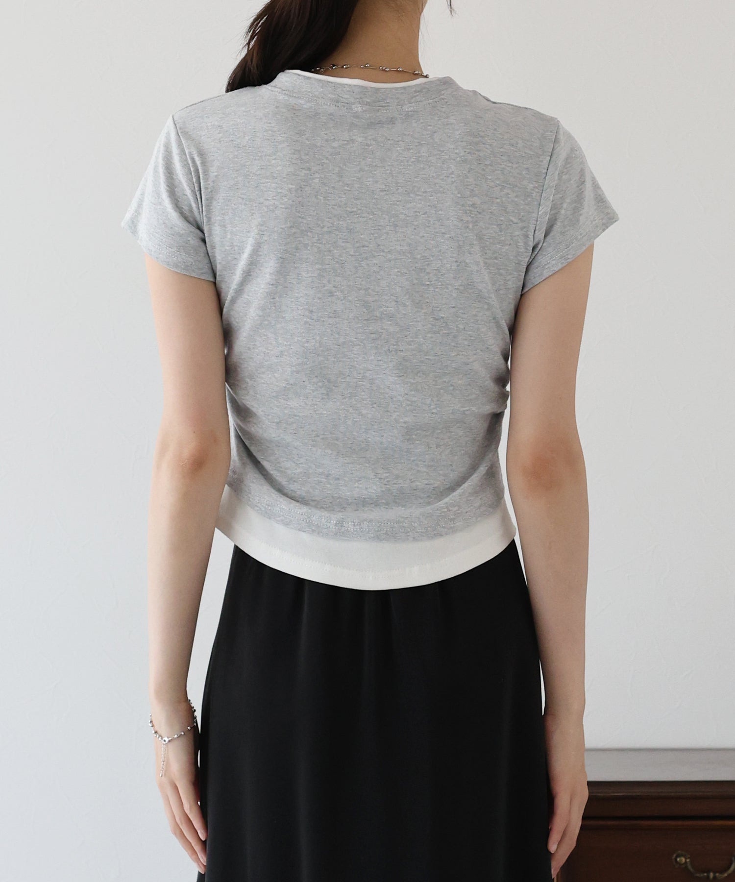 ブルーイースト BLUEEAST サイドシャーリングレイヤードTシャツ （グレー） グレー