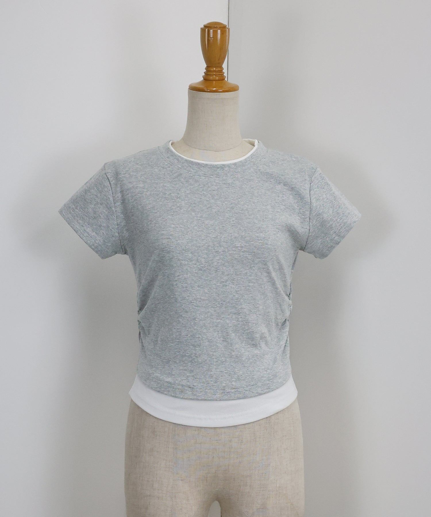 ブルーイースト BLUEEAST サイドシャーリングレイヤードTシャツ （グレー） グレー