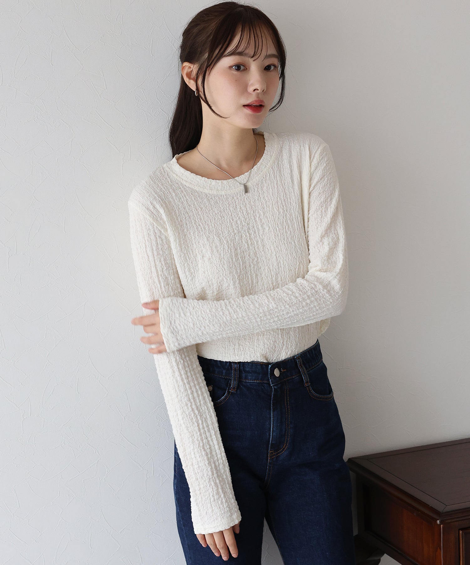 ブルーイースト BLUEEAST ぽこぽこジャガードロンT （アイボリー） アイボリー
