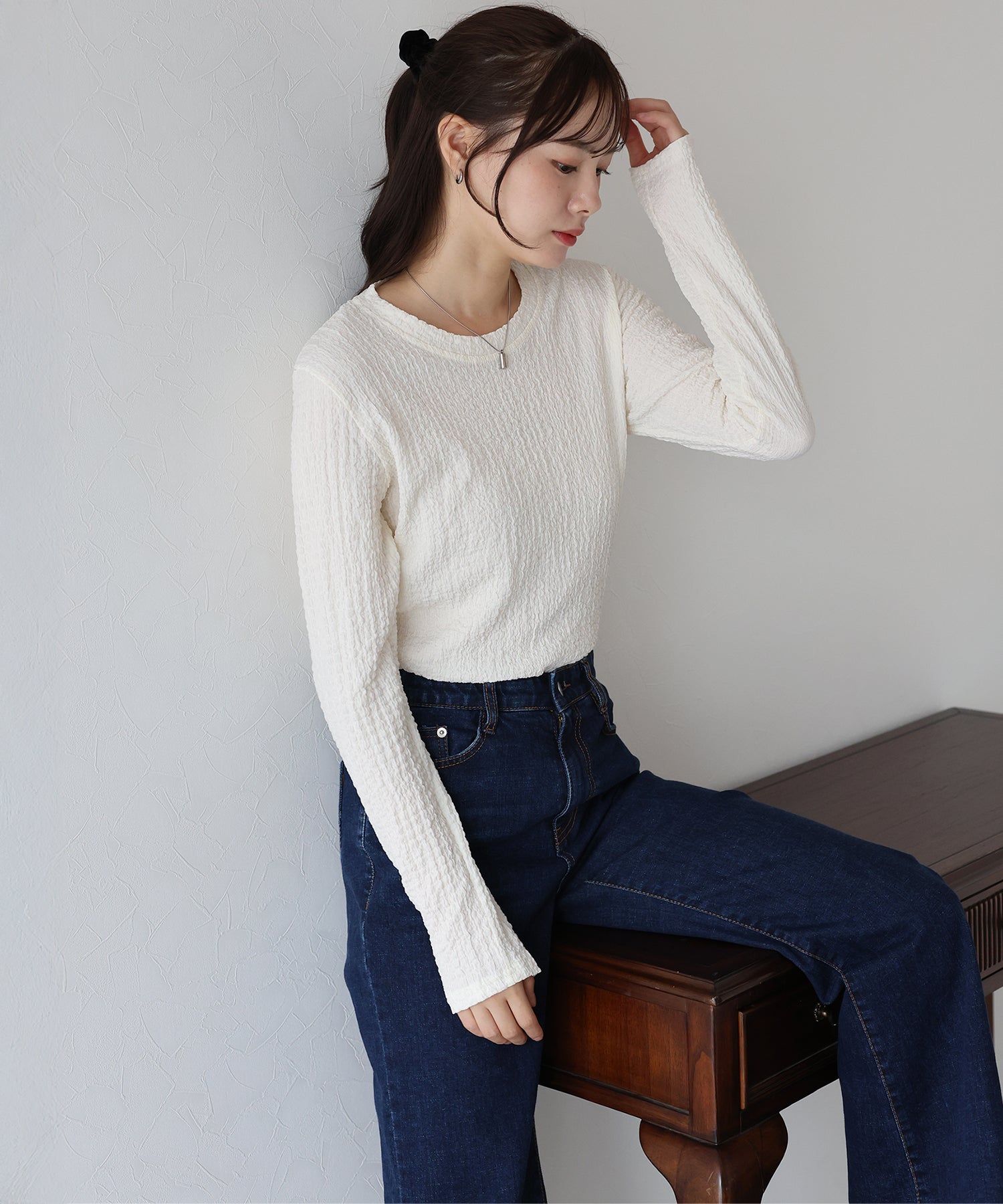 ブルーイースト BLUEEAST ぽこぽこジャガードロンT （アイボリー） アイボリー