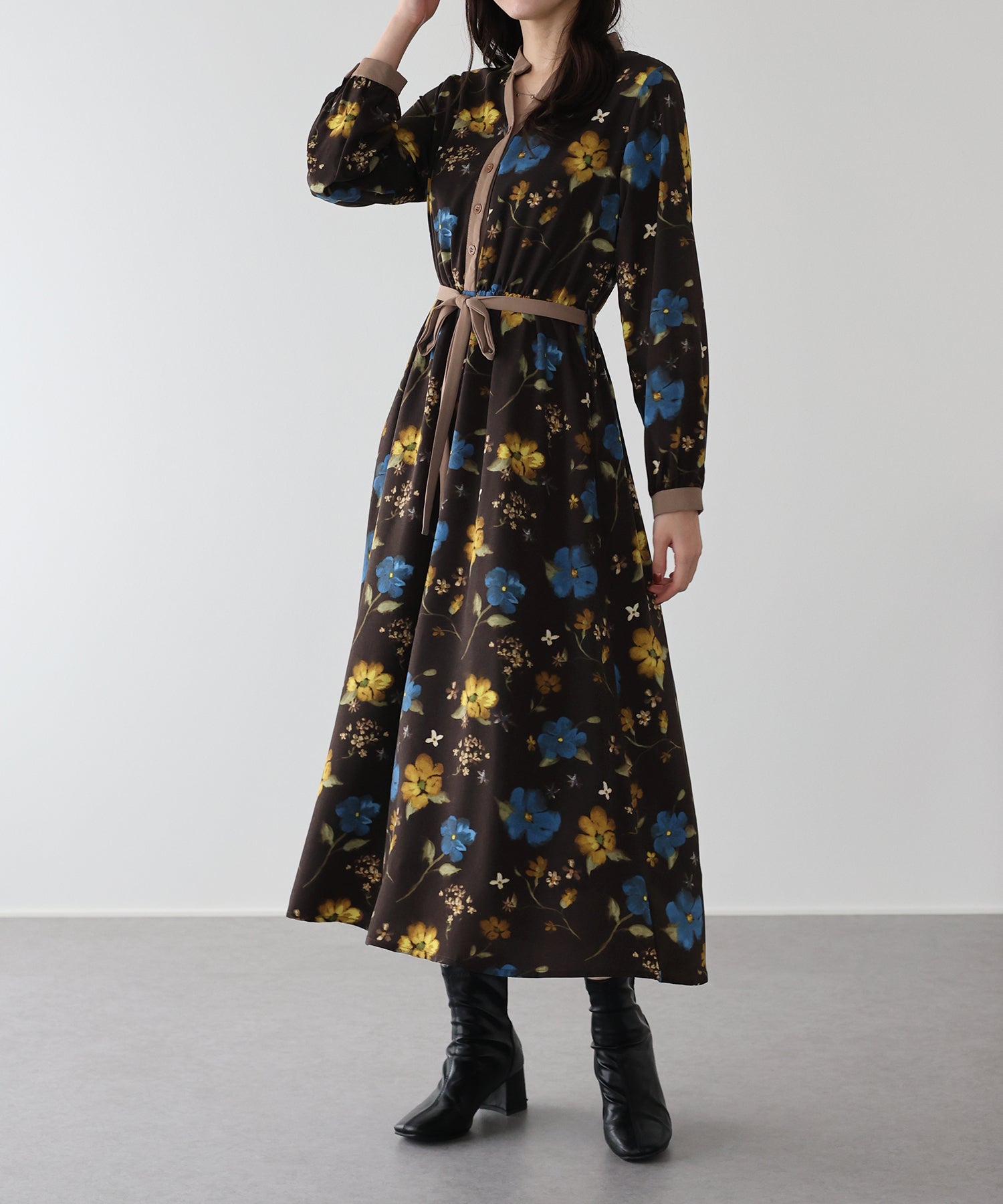 ブルーイースト BLUEEAST リボンフロッキーワンピース （ブラウン系） ブラウン系