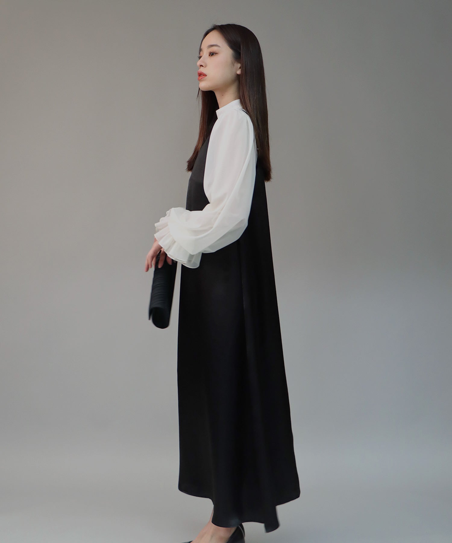 ジェーバイブルー J by blue 《結婚式 パーティー 二次会》【日本製】配色シースルードッキングキャミワンピースドレス （ブラック(05)） ブラック(05)