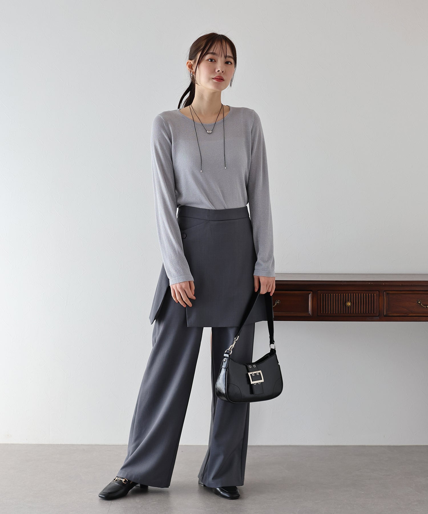 J by blue layered wrap skirt pants