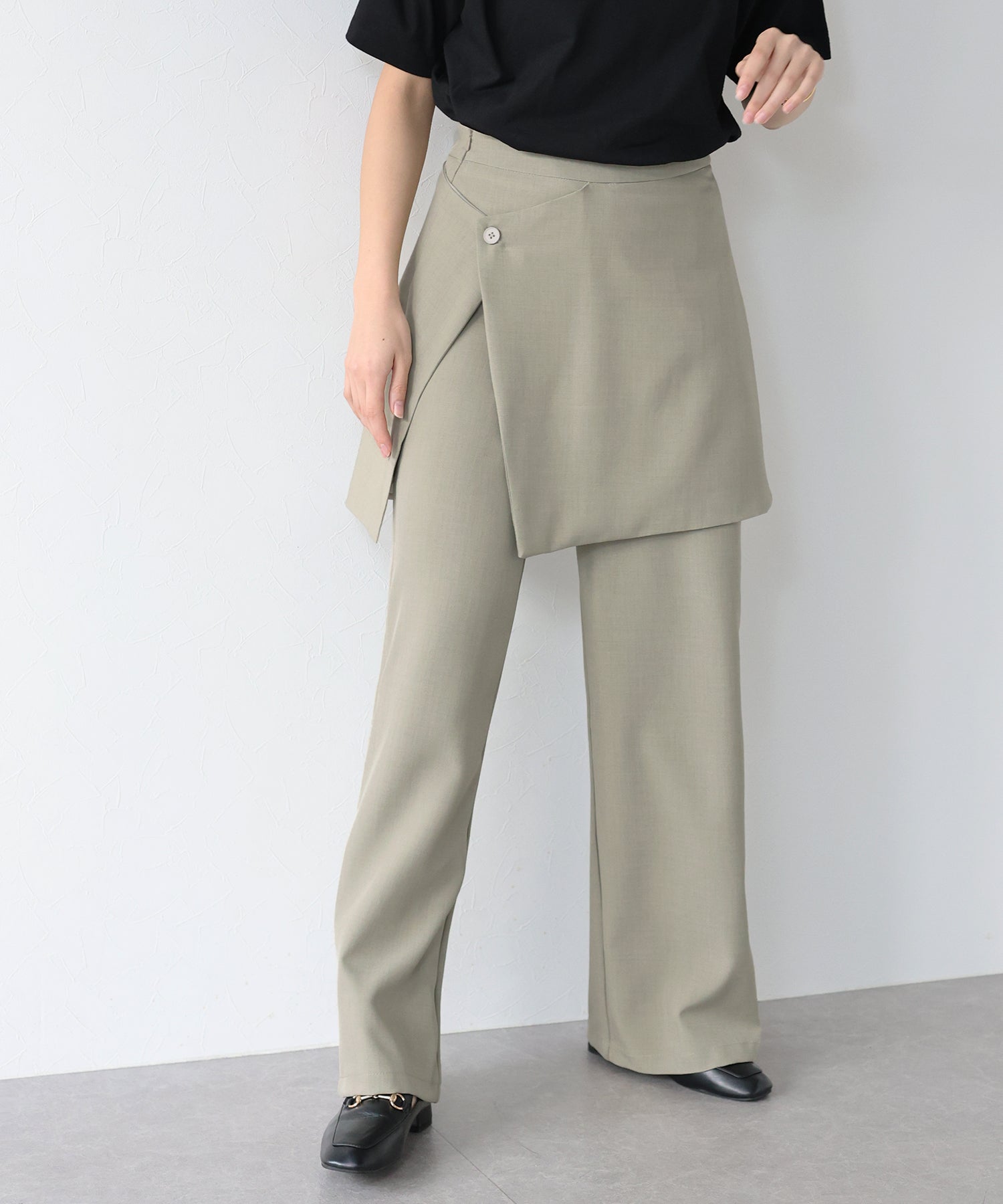 J by blue layered wrap skirt pants
