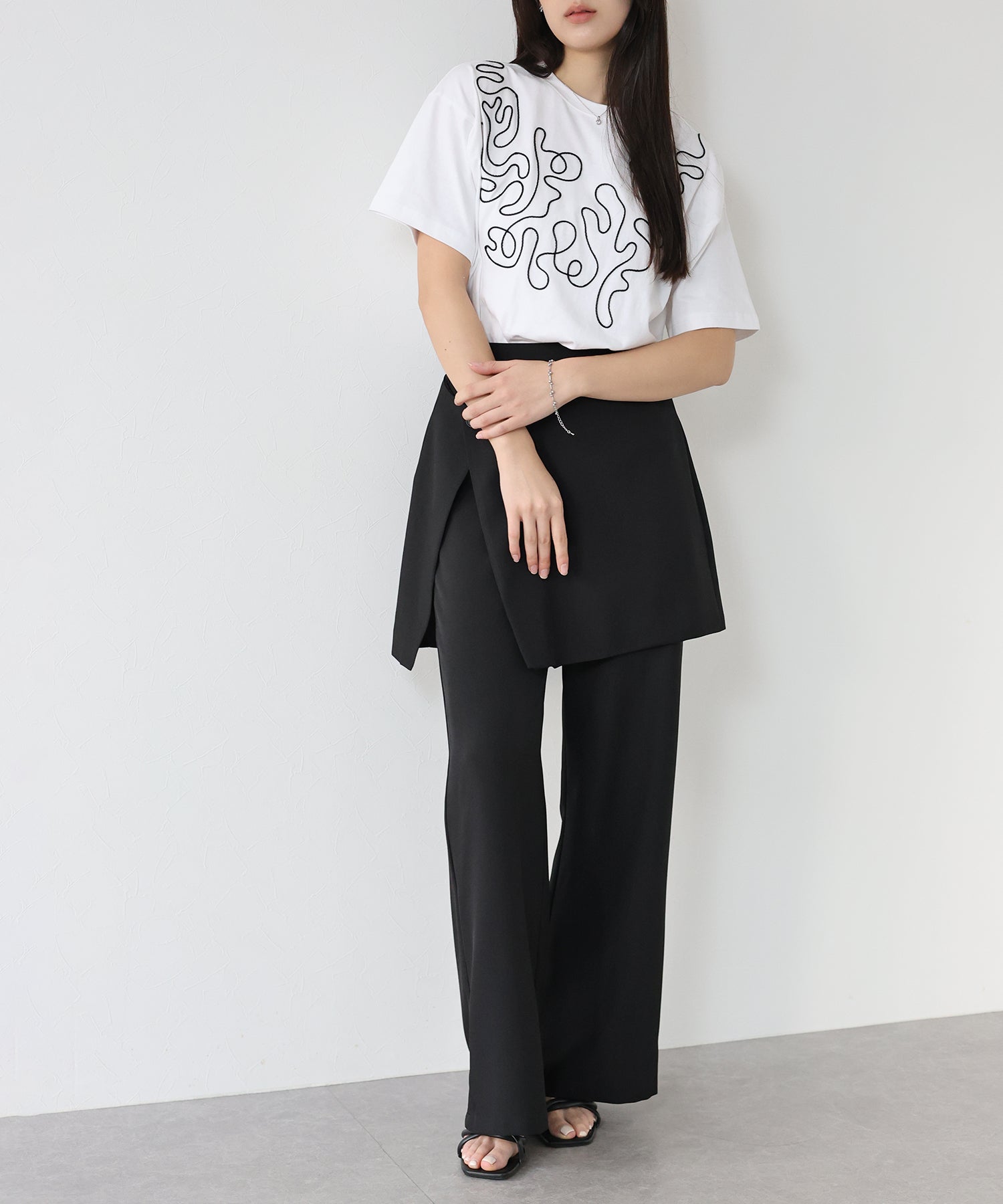J by blue layered wrap skirt pants