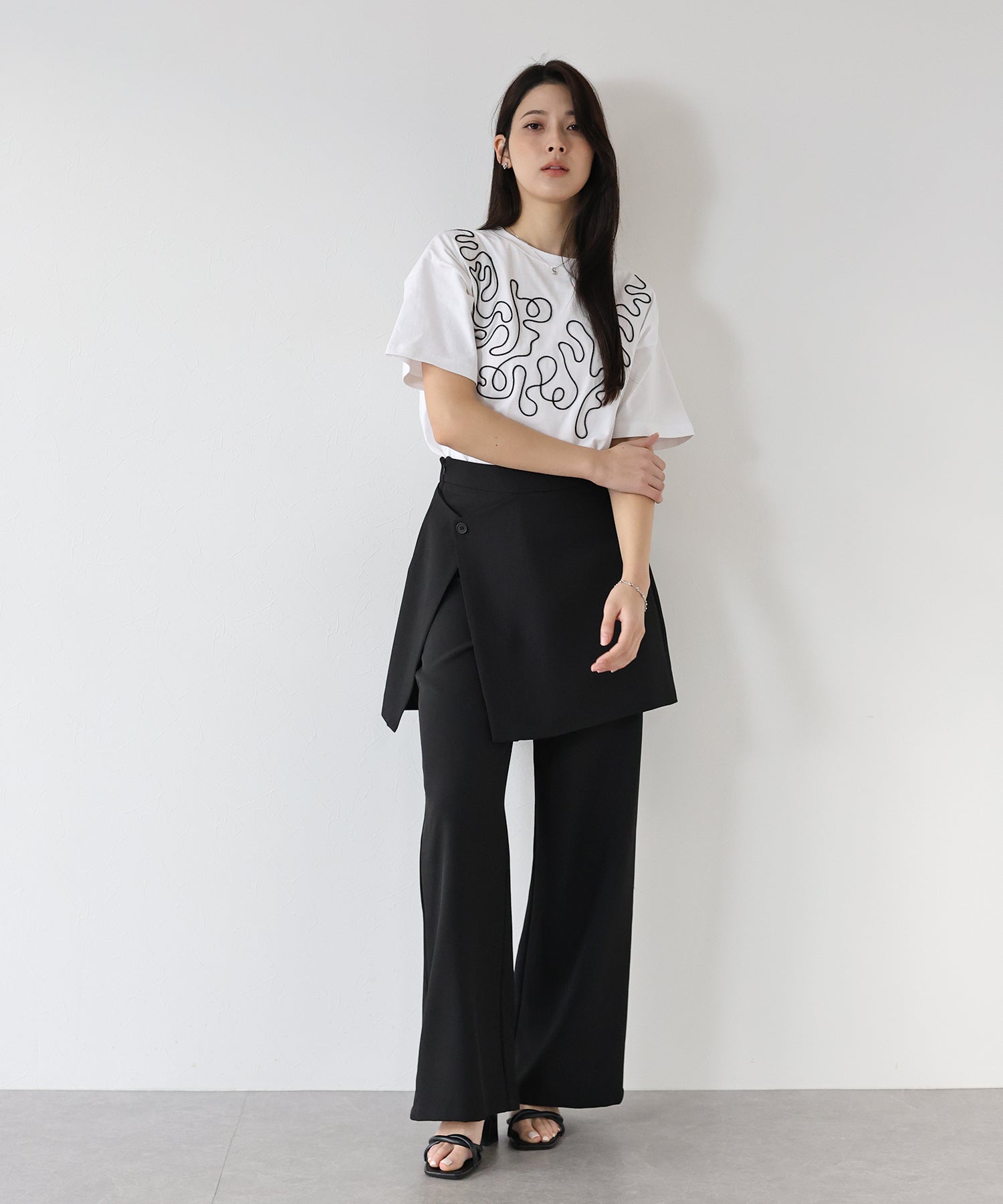 J by blue layered wrap skirt pants