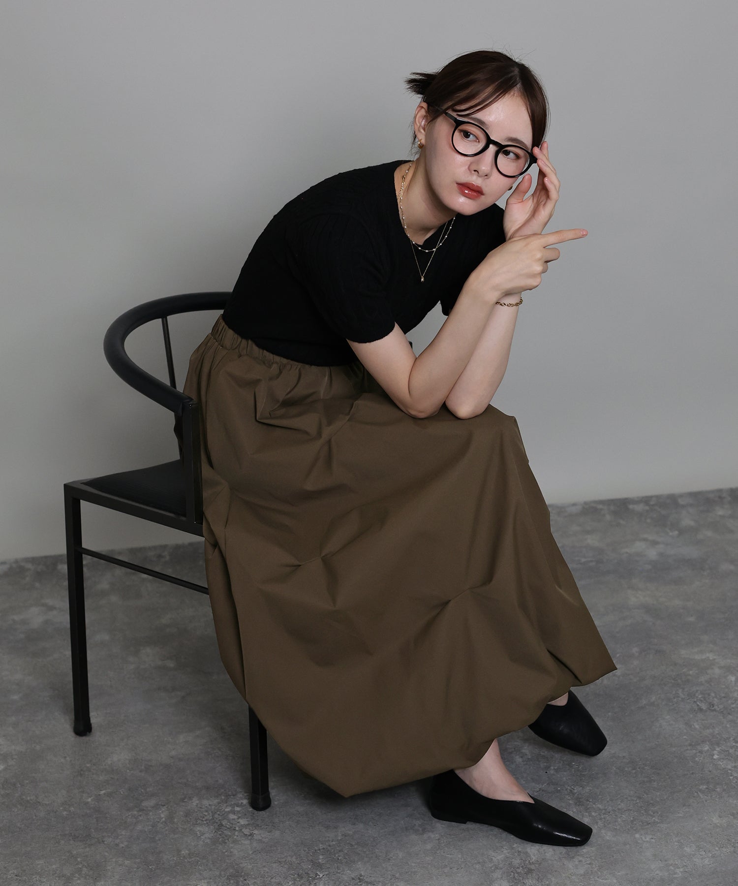 ジェーバイブルー J by blue ランダムタックバルーンスカート （ブラック） ブラック