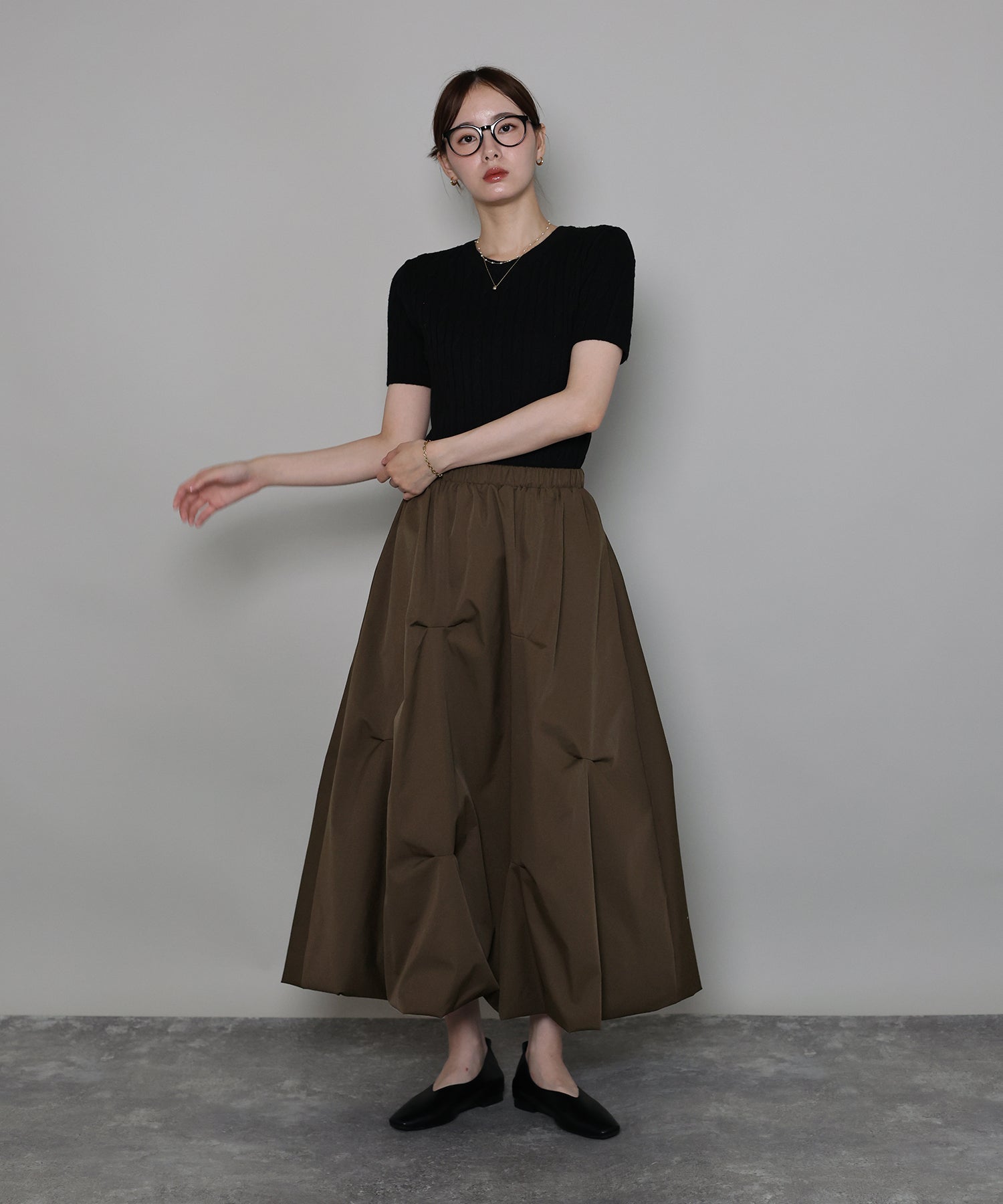 ジェーバイブルー J by blue ランダムタックバルーンスカート （ブラック） ブラック