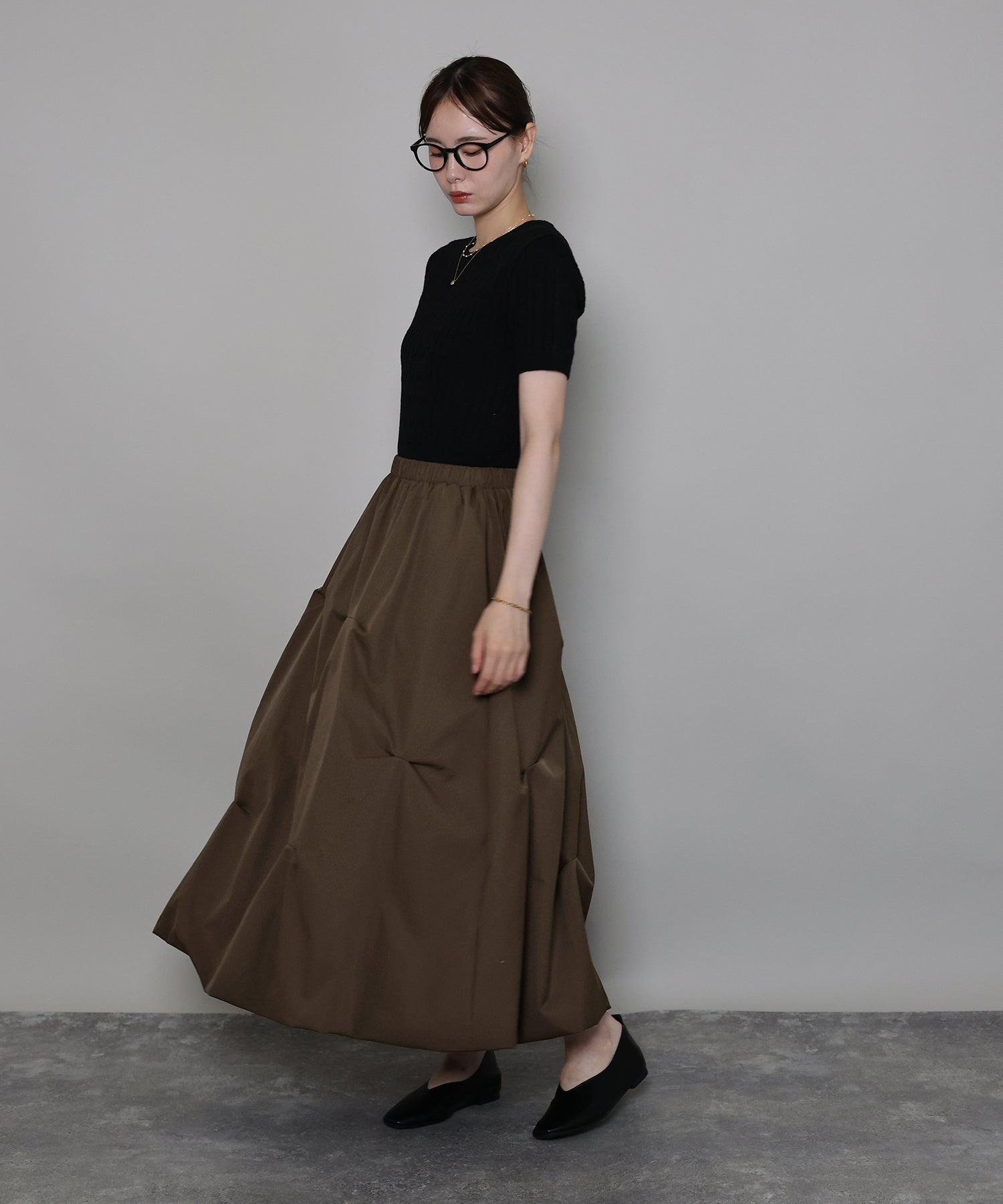 ジェーバイブルー J by blue ランダムタックバルーンスカート （ブラック） ブラック