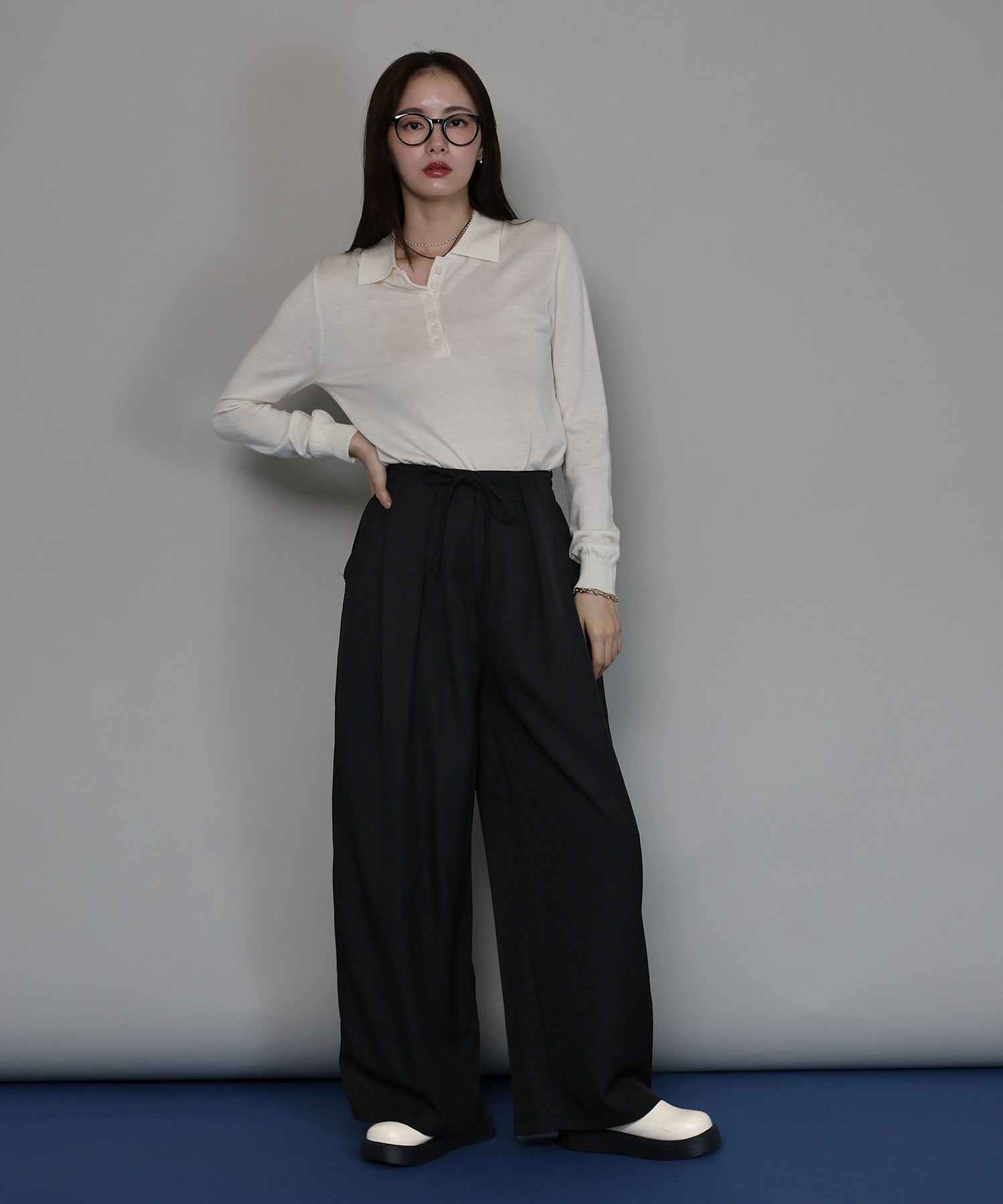 ジェーバイブルー J by blue タックワイドパンツ （ブラック） ブラック