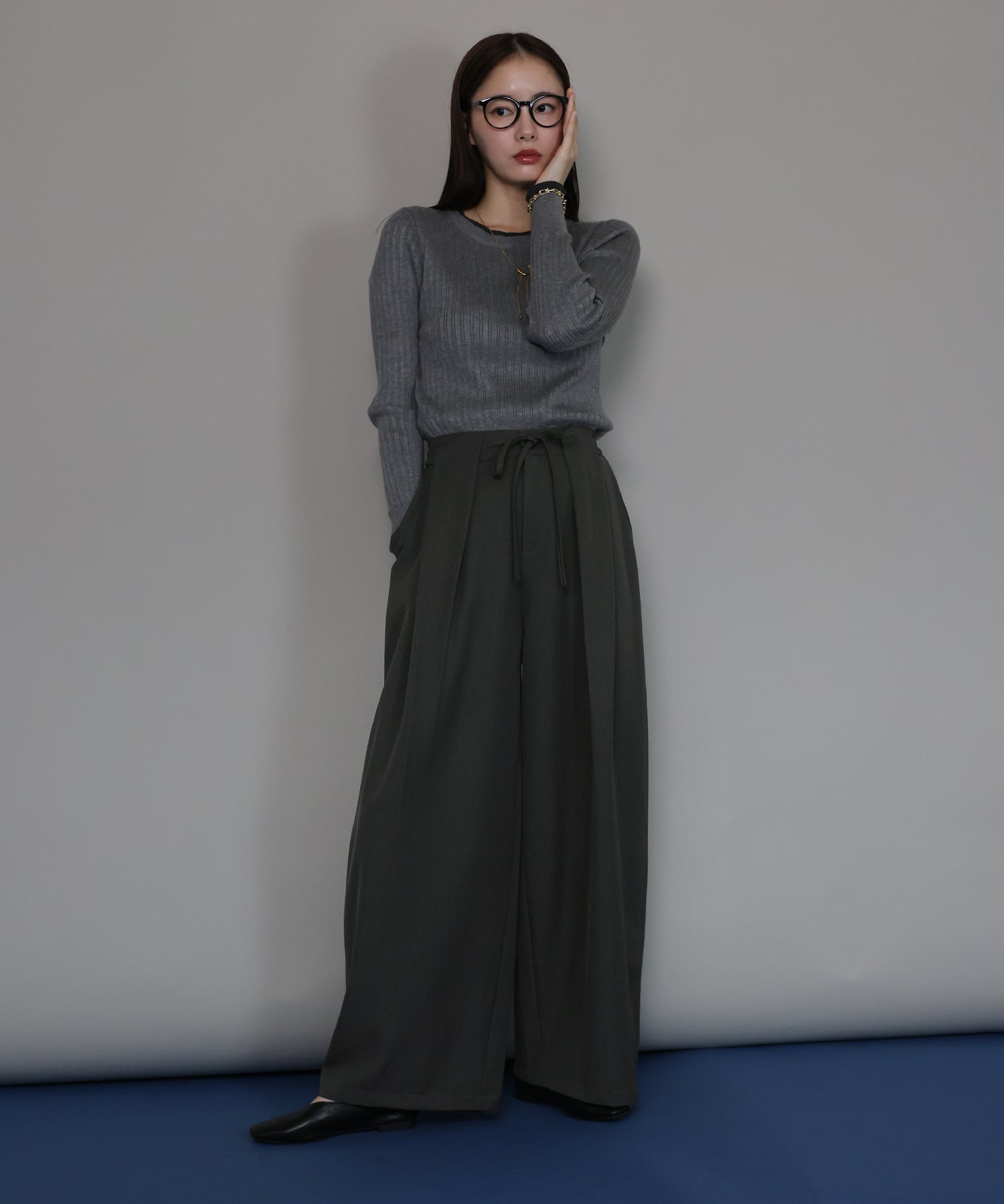 ジェーバイブルー J by blue タックワイドパンツ （ブラック） ブラック