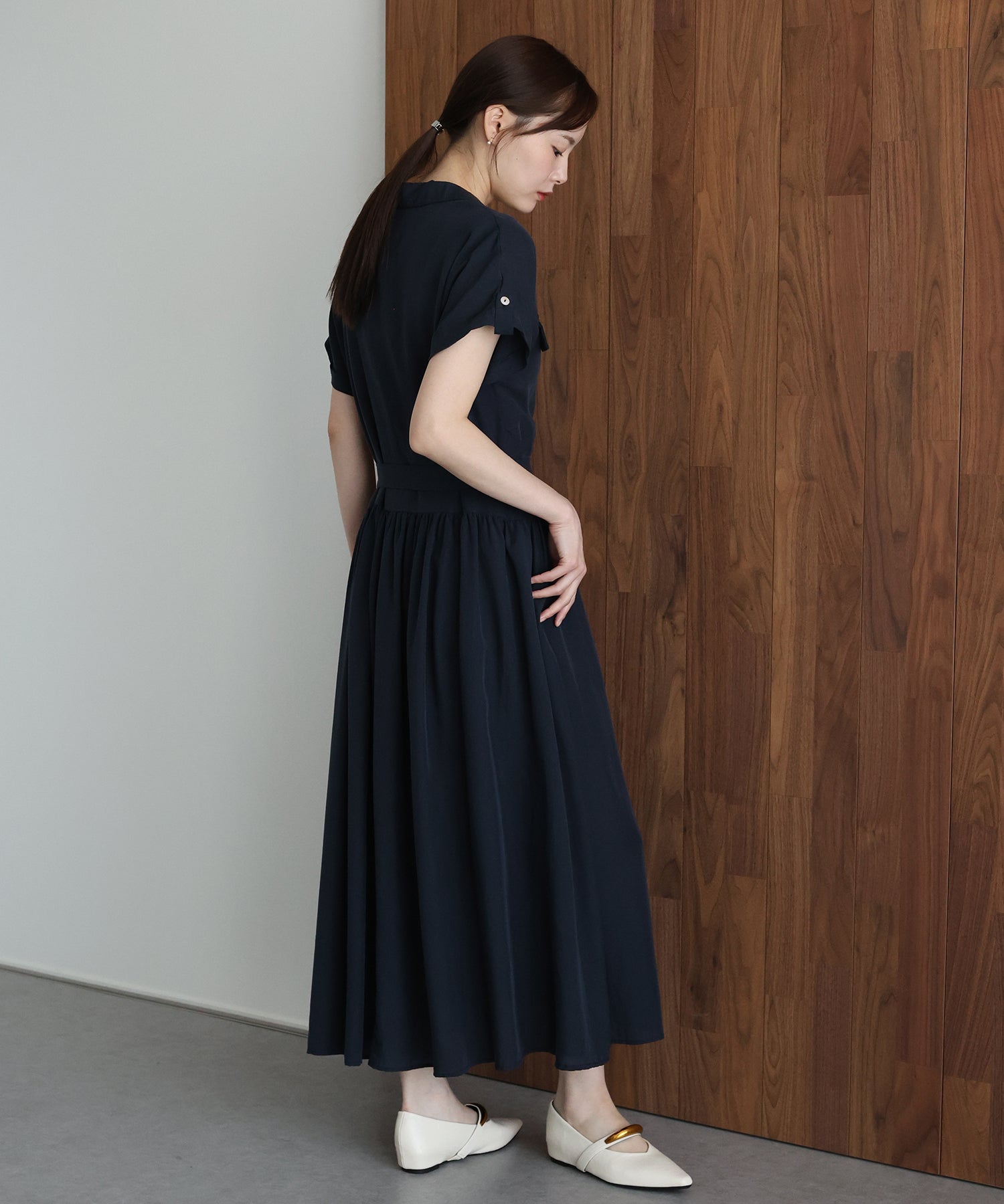 ジェーバイブルー J by blue スキッパーネックシャツワンピース （ネイビー） ネイビー