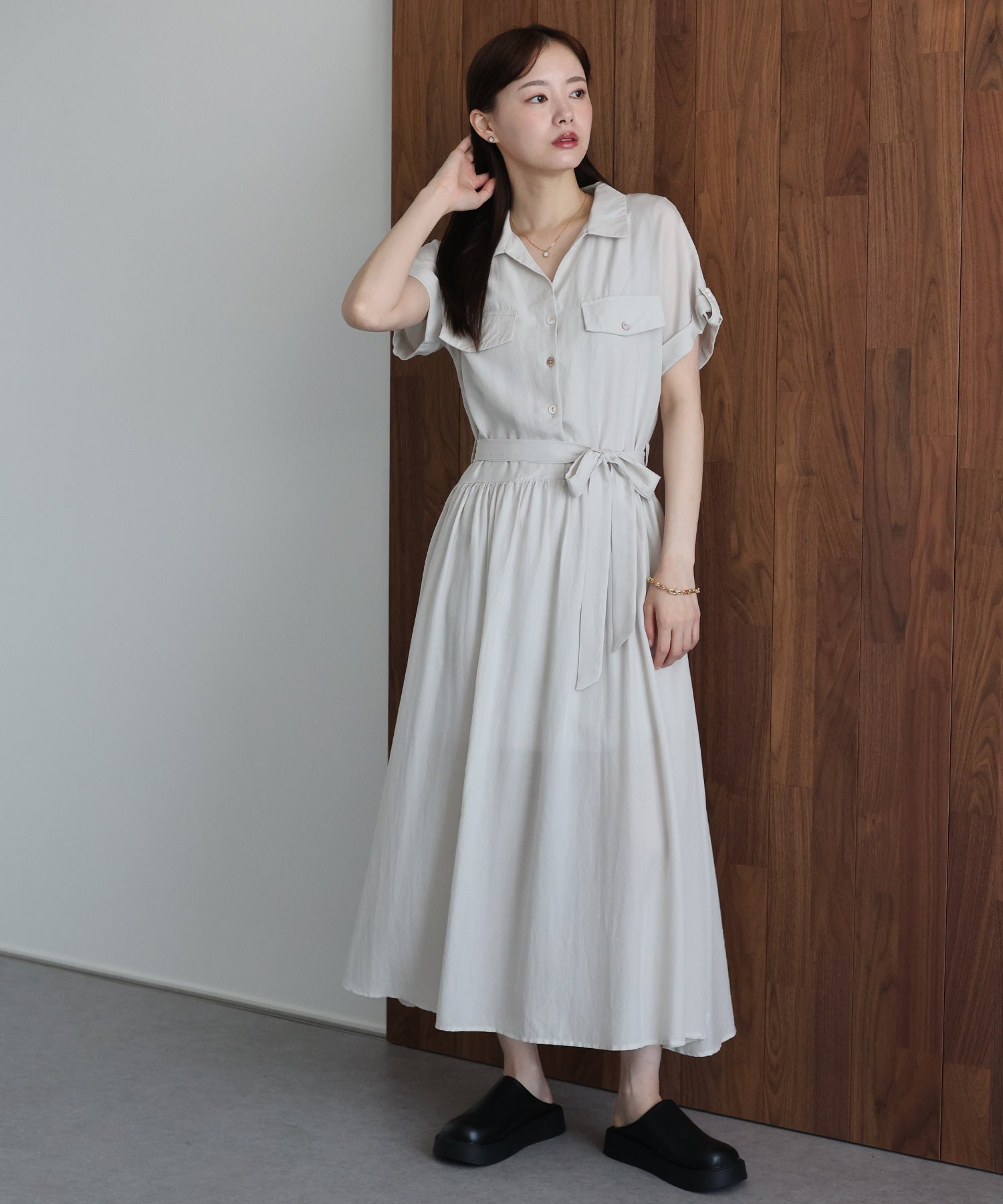 ジェーバイブルー J by blue スキッパーネックシャツワンピース （ネイビー） ネイビー