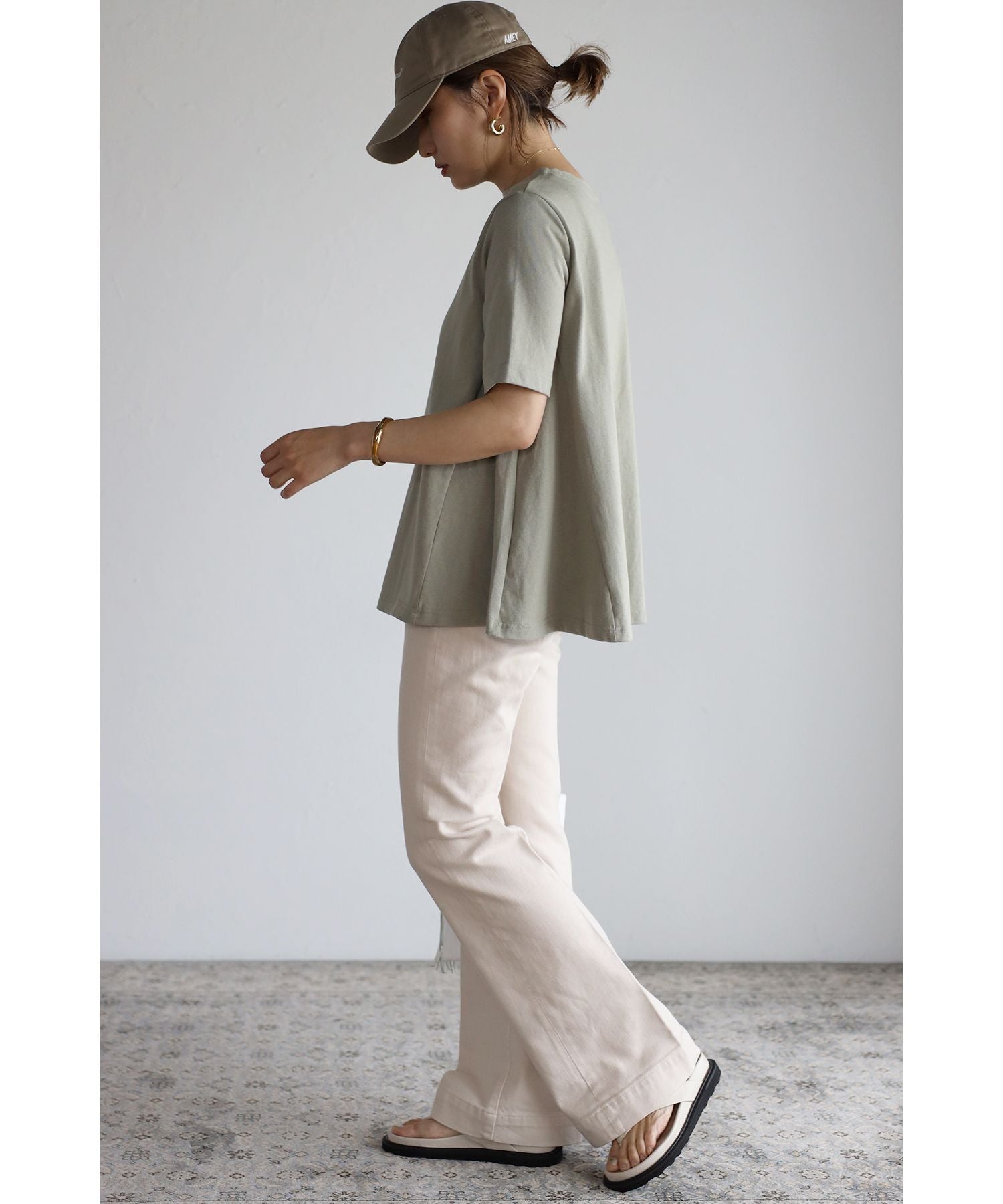 ボンジュールサガン BONJOUR SAGAN 裾フレアTシャツ （PINK） PINK