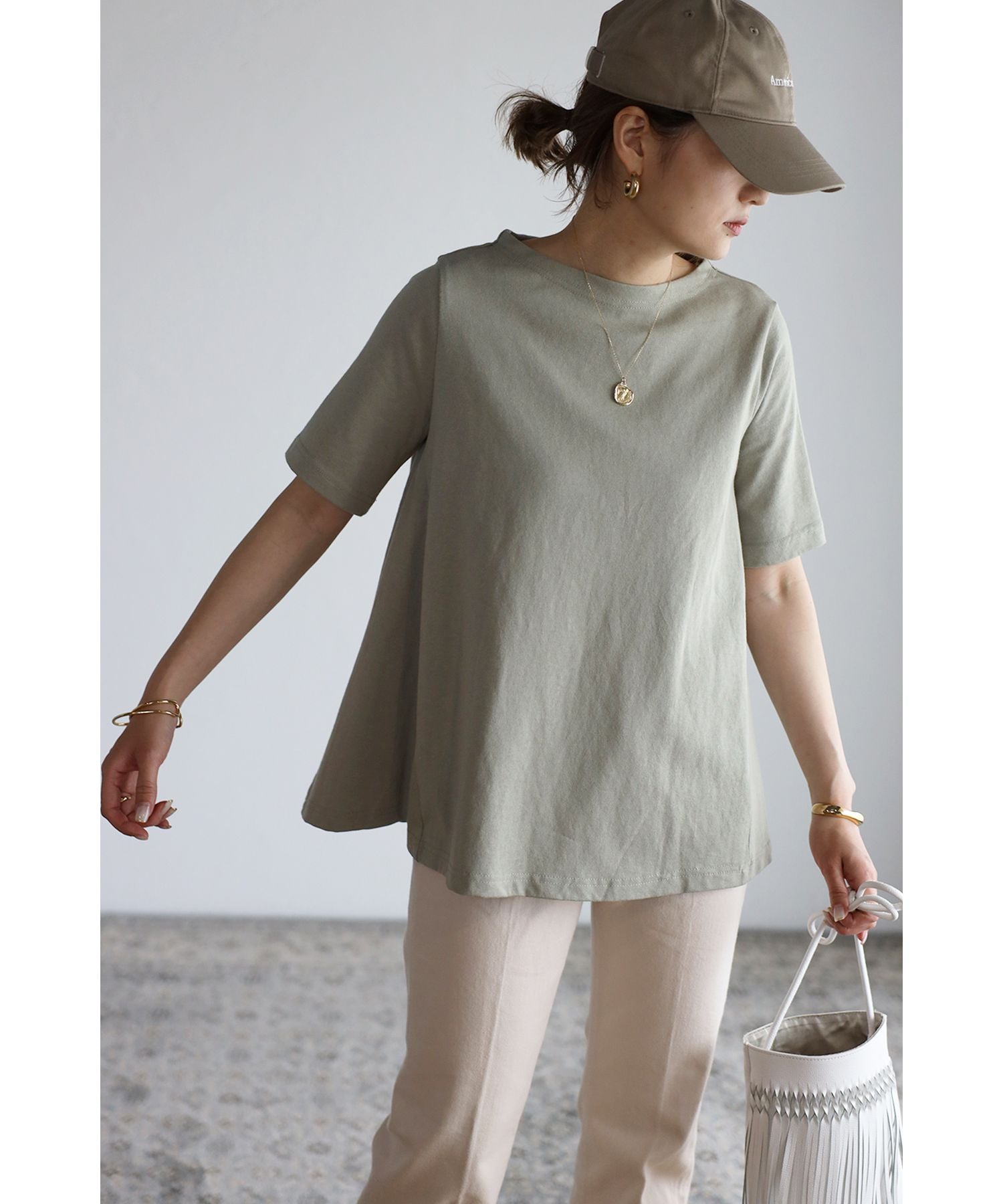 ボンジュールサガン BONJOUR SAGAN 裾フレアTシャツ （PINK） PINK
