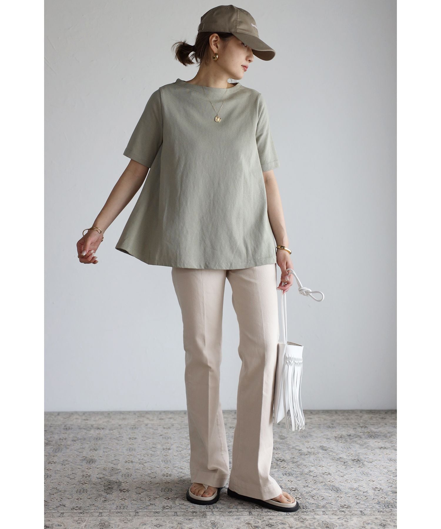 ボンジュールサガン BONJOUR SAGAN 裾フレアTシャツ （PINK） PINK