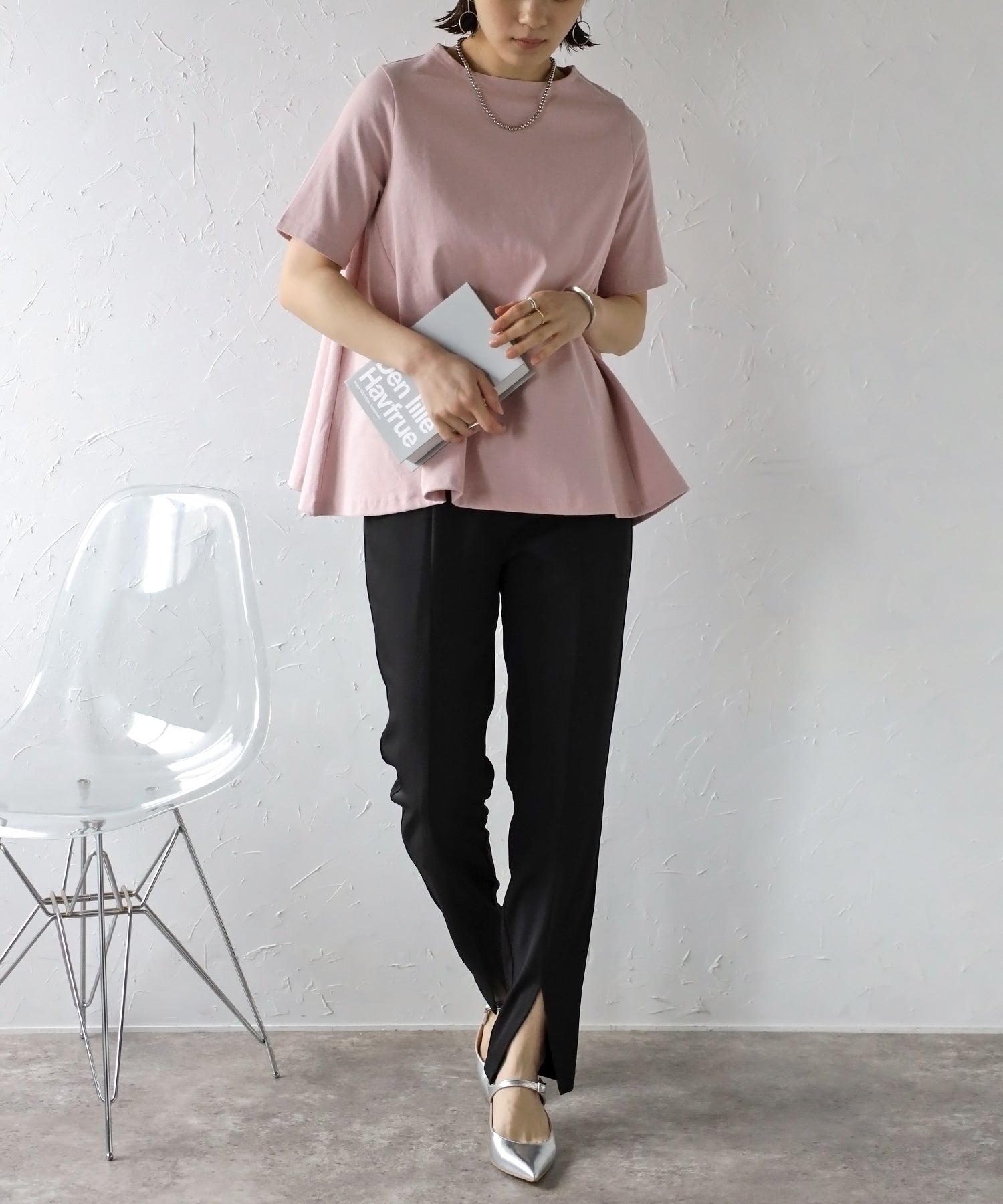 ボンジュールサガン BONJOUR SAGAN 裾フレアTシャツ （PINK） PINK