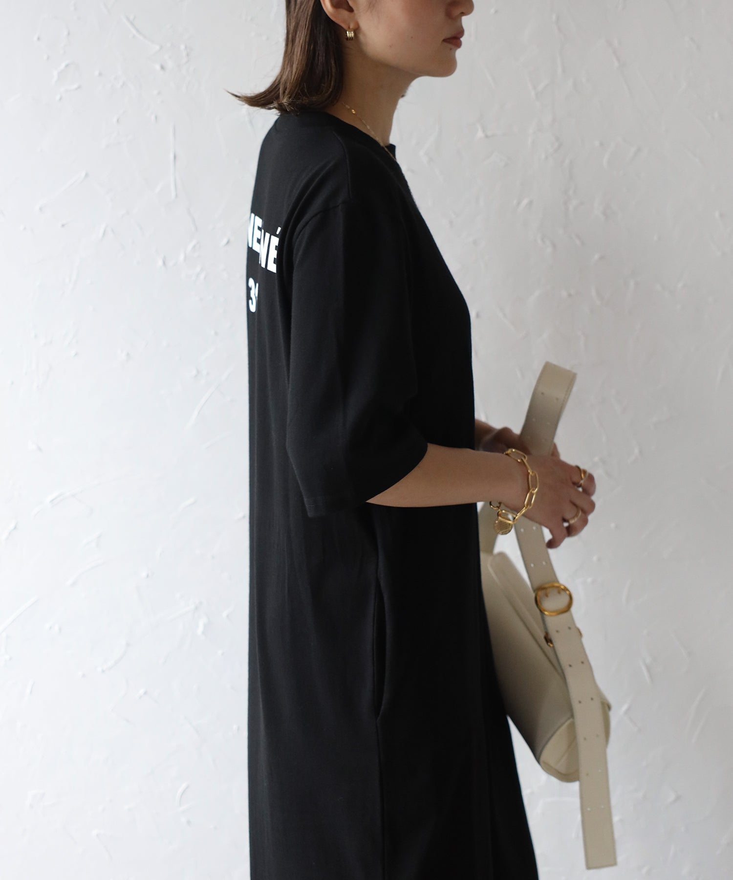 ボンジュールサガン BONJOUR SAGAN バックナンバープリントTシャツワンピース （GREEN） GREEN