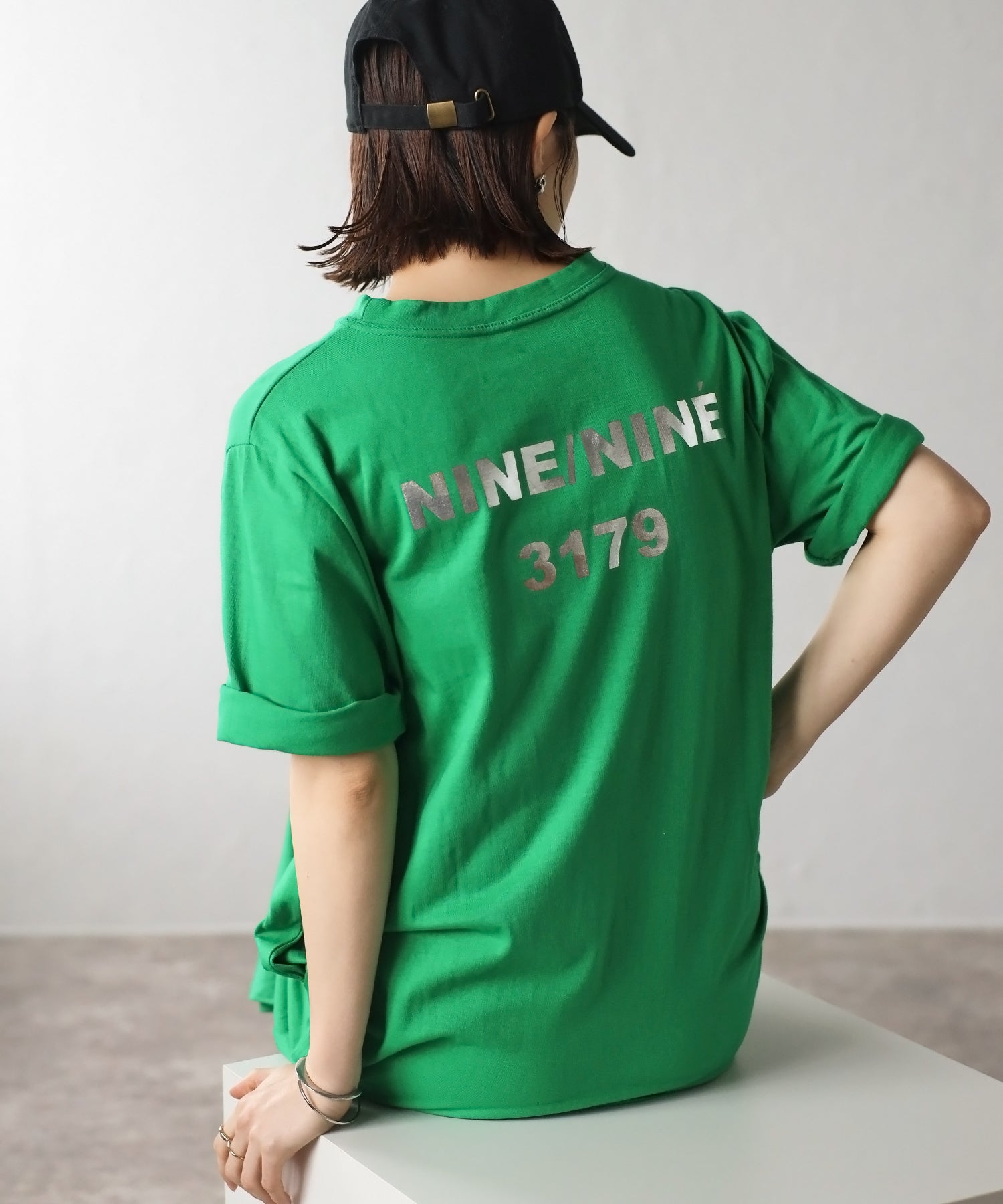 ボンジュールサガン BONJOUR SAGAN バックナンバープリントTシャツワンピース （GREEN） GREEN
