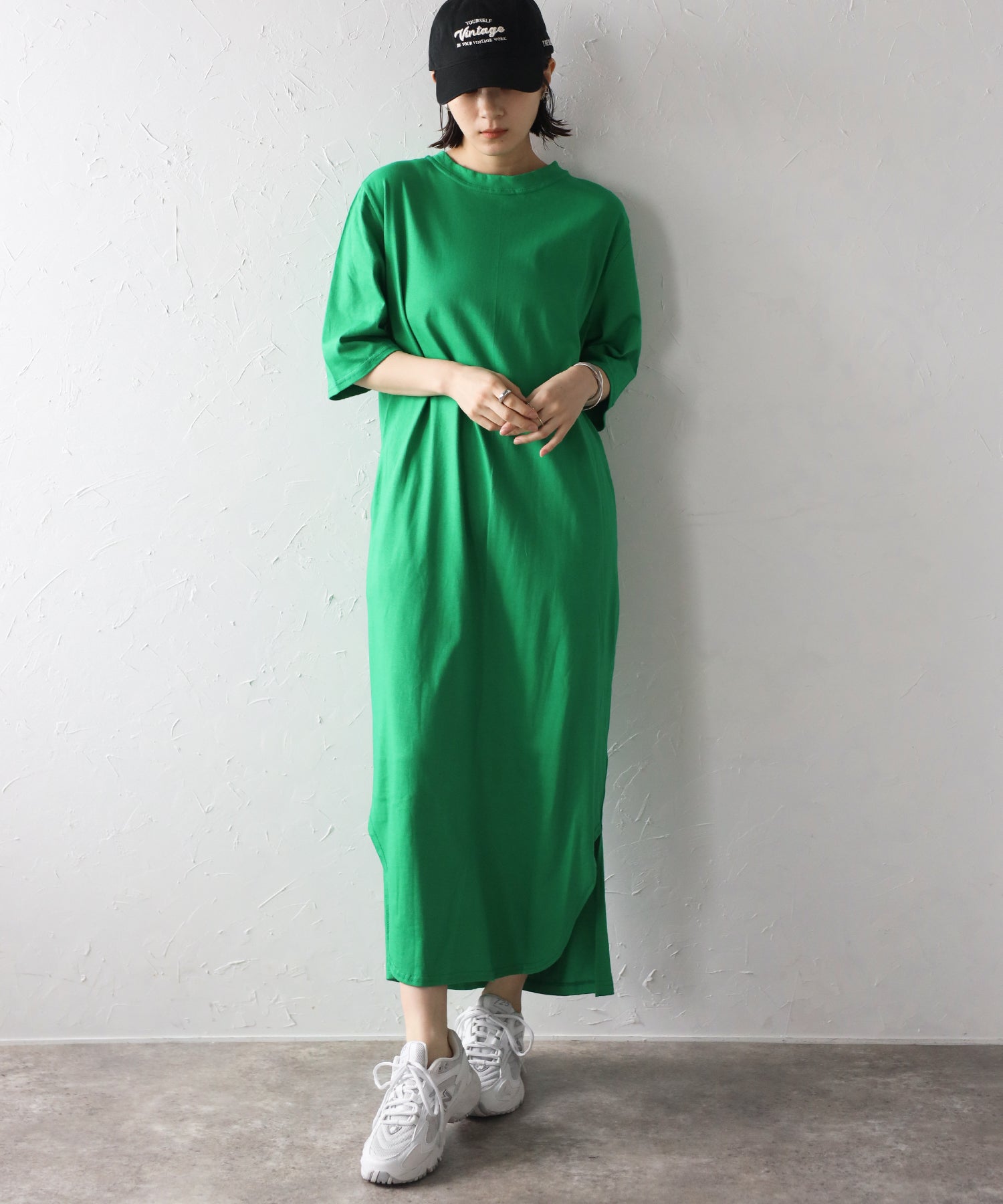 ボンジュールサガン BONJOUR SAGAN バックナンバープリントTシャツワンピース （GREEN） GREEN