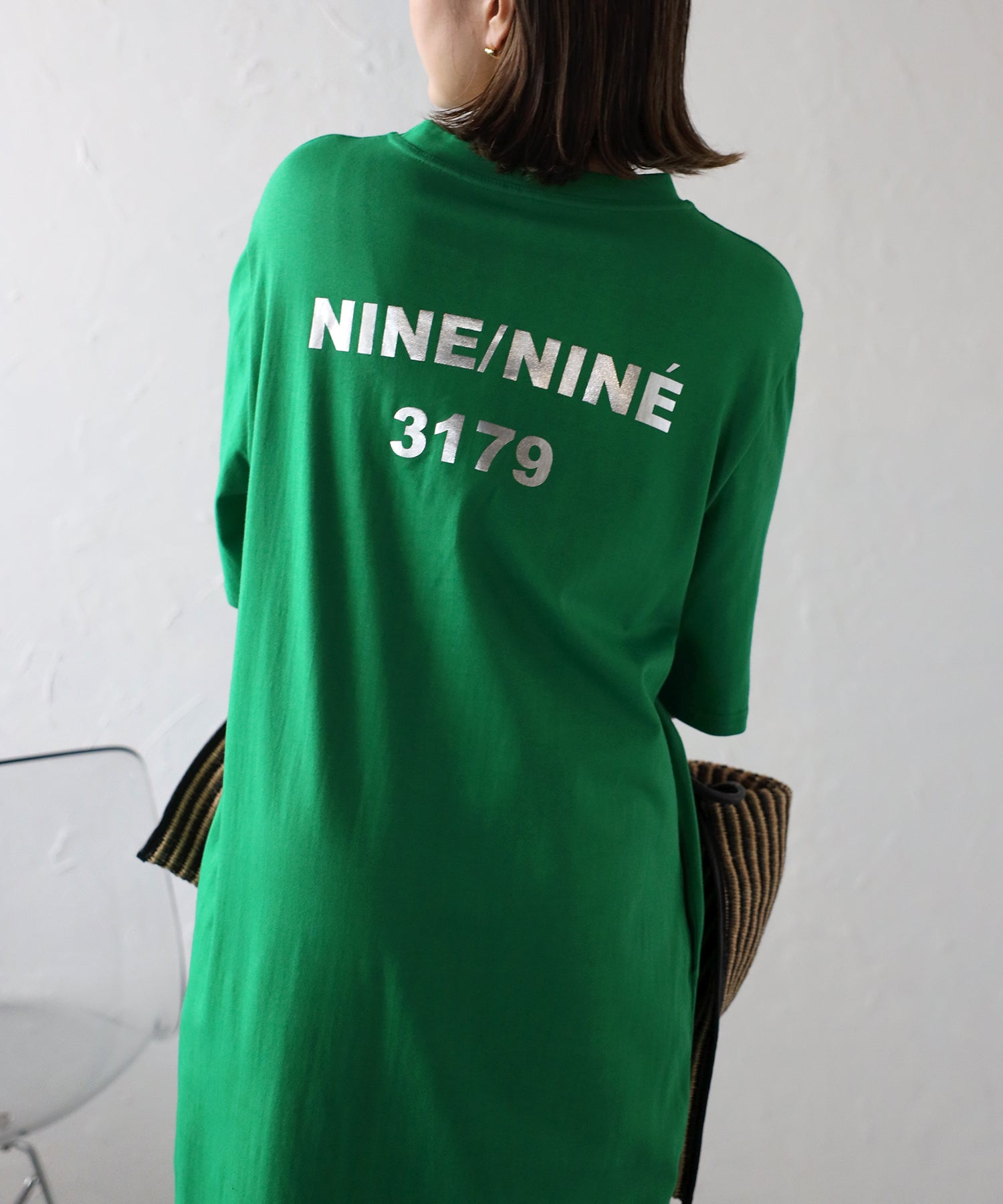 ボンジュールサガン BONJOUR SAGAN バックナンバープリントTシャツワンピース （GREEN） GREEN