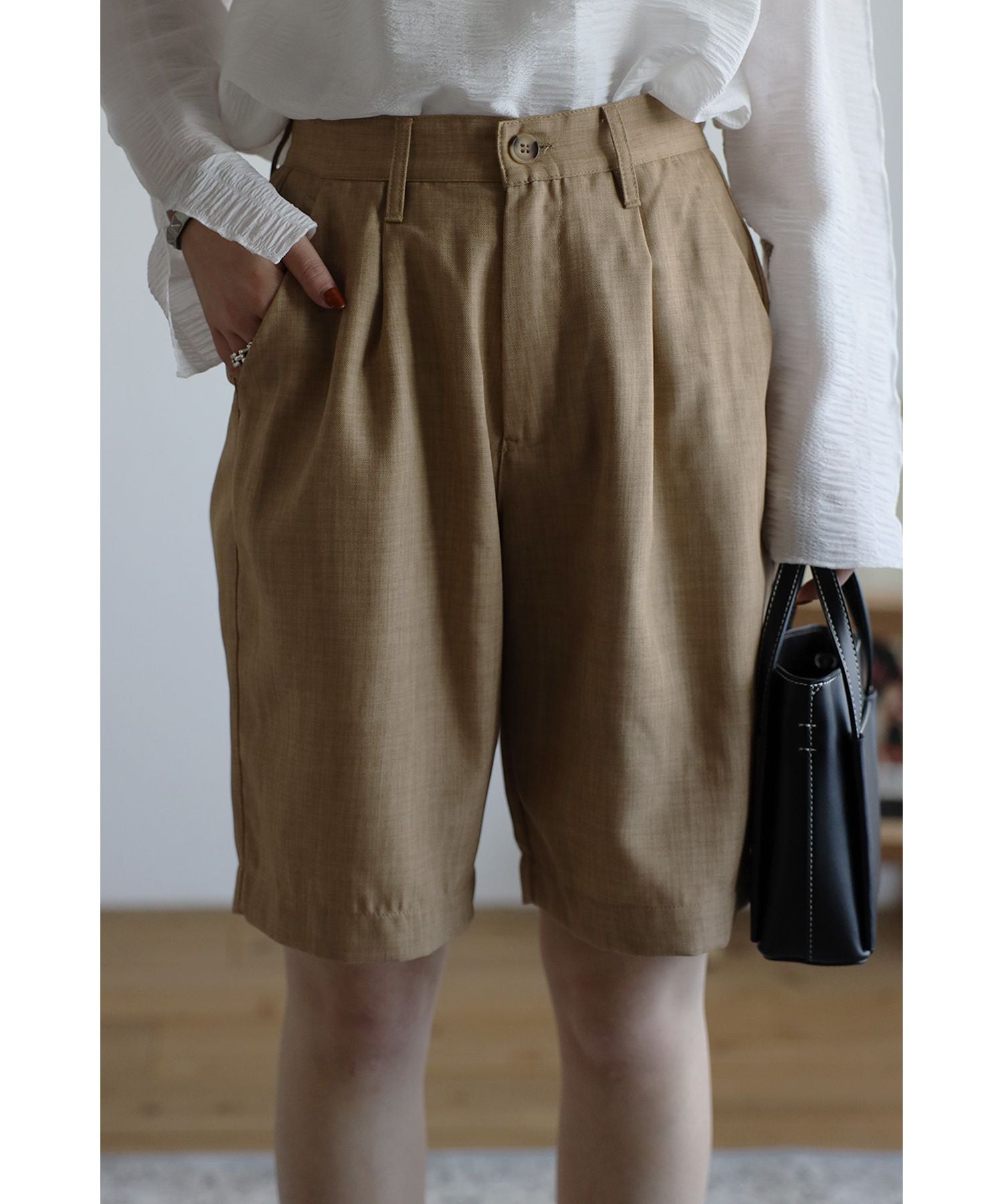 ボンジュールサガン BONJOUR SAGAN リネンライクショートパンツ （Beige） Beige