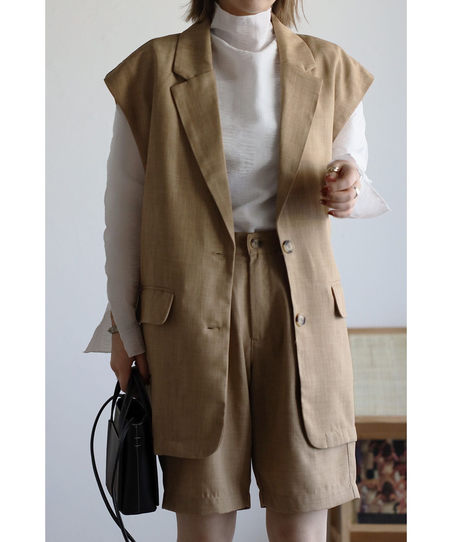 ボンジュールサガン BONJOUR SAGAN リネンライクショートパンツ （Beige） Beige