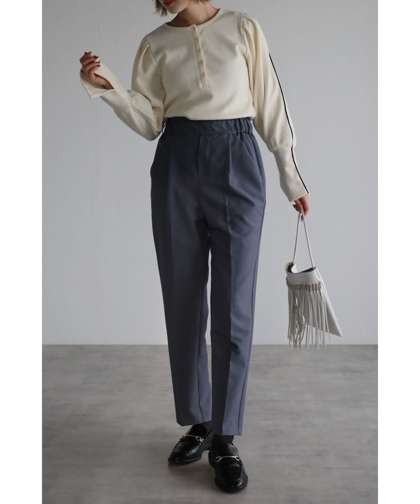 ボンジュールサガン BONJOUR SAGAN パイピングリブニット （Off-White） Off-White