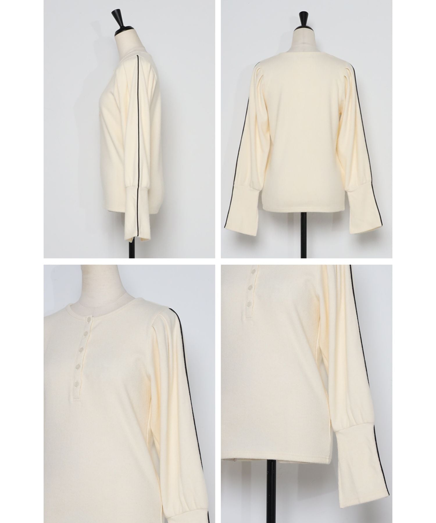 ボンジュールサガン BONJOUR SAGAN パイピングリブニット （Off-White） Off-White
