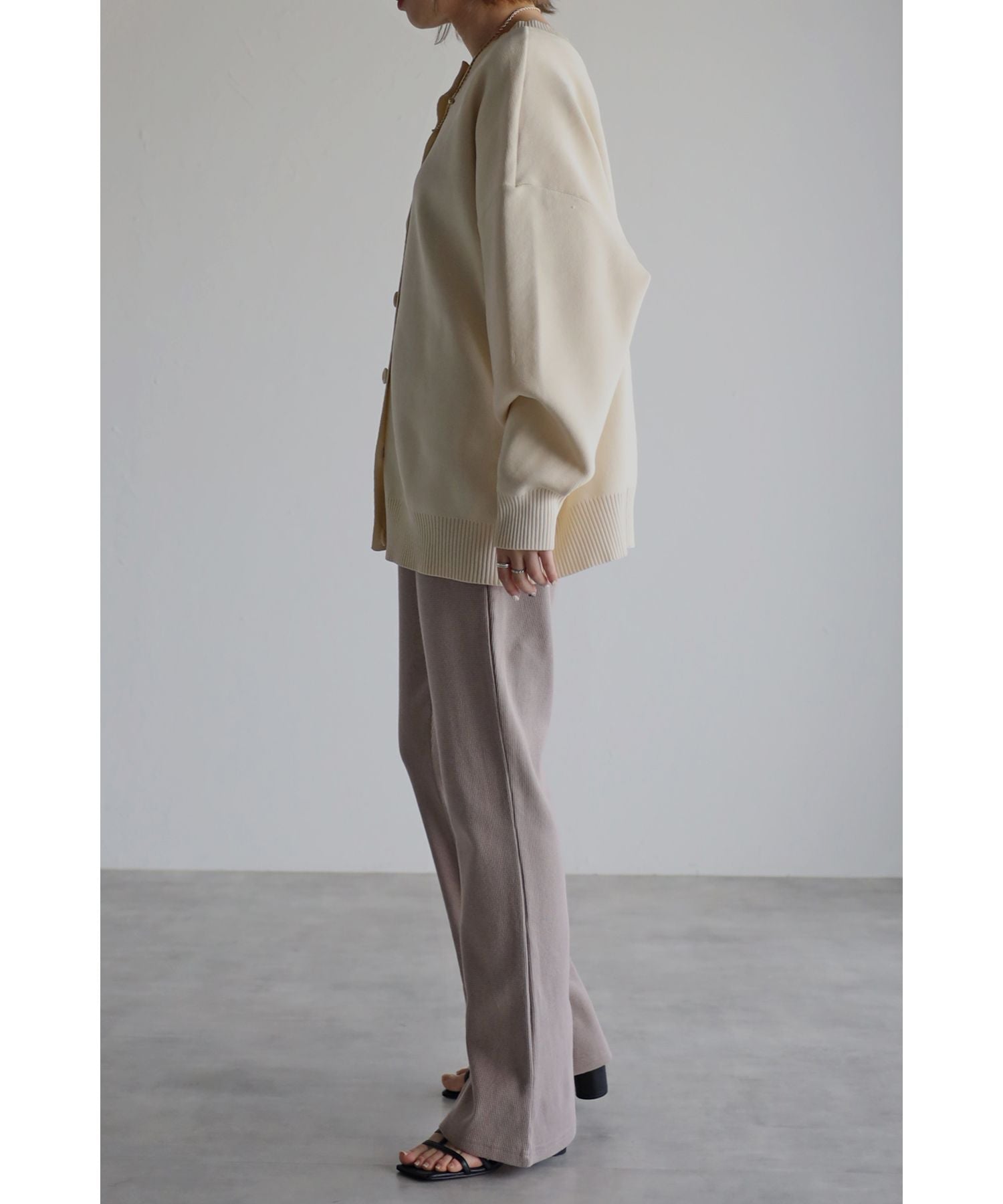 ボンジュールサガン BONJOUR SAGAN ワッフルフレアイージーパンツ （ivory） ivory