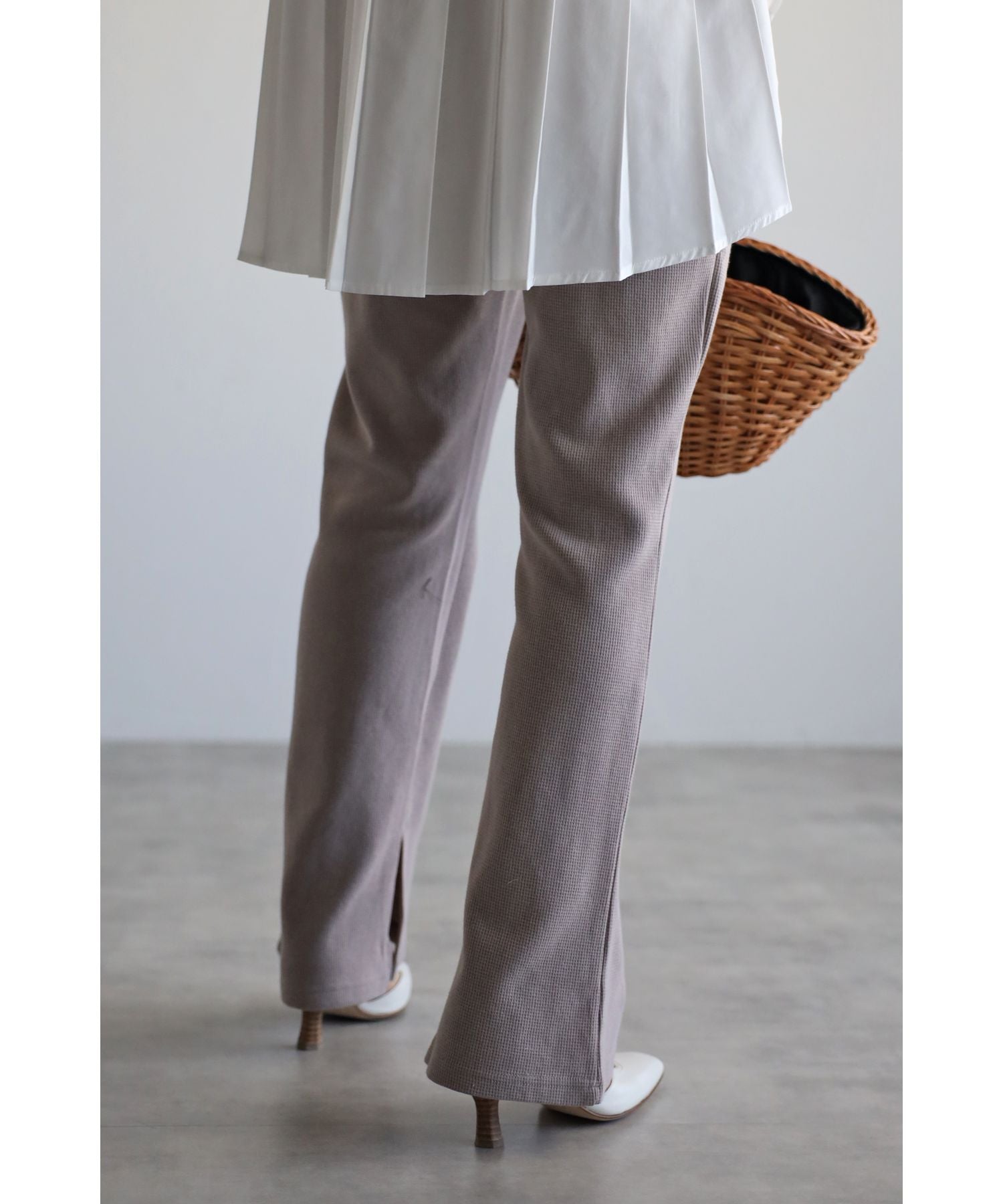 ボンジュールサガン BONJOUR SAGAN ワッフルフレアイージーパンツ （ivory） ivory