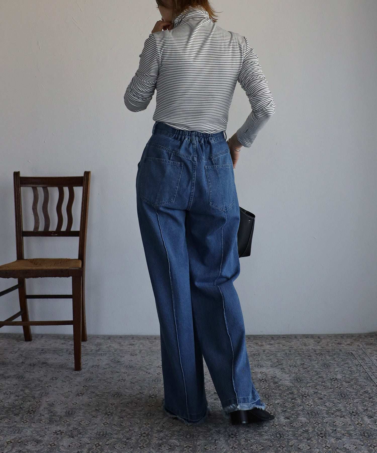 ボンジュールサガン BONJOUR SAGAN 起毛ボーダータートルネック （Black×White） Black×White