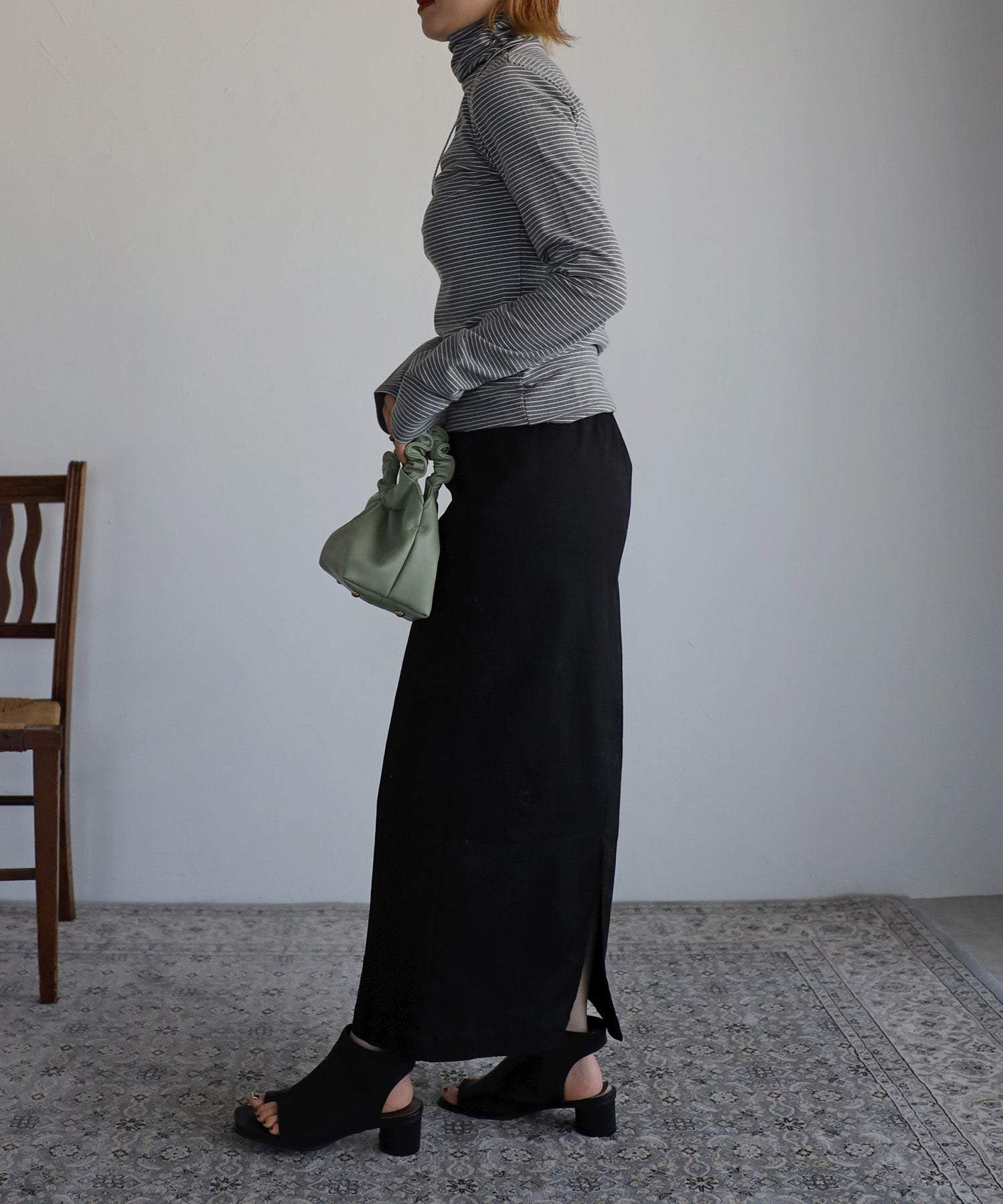 ボンジュールサガン BONJOUR SAGAN 起毛ボーダータートルネック （Black×White） Black×White