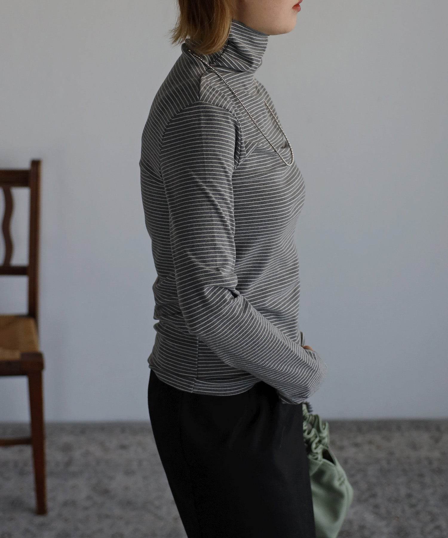 ボンジュールサガン BONJOUR SAGAN 起毛ボーダータートルネック （Black×White） Black×White