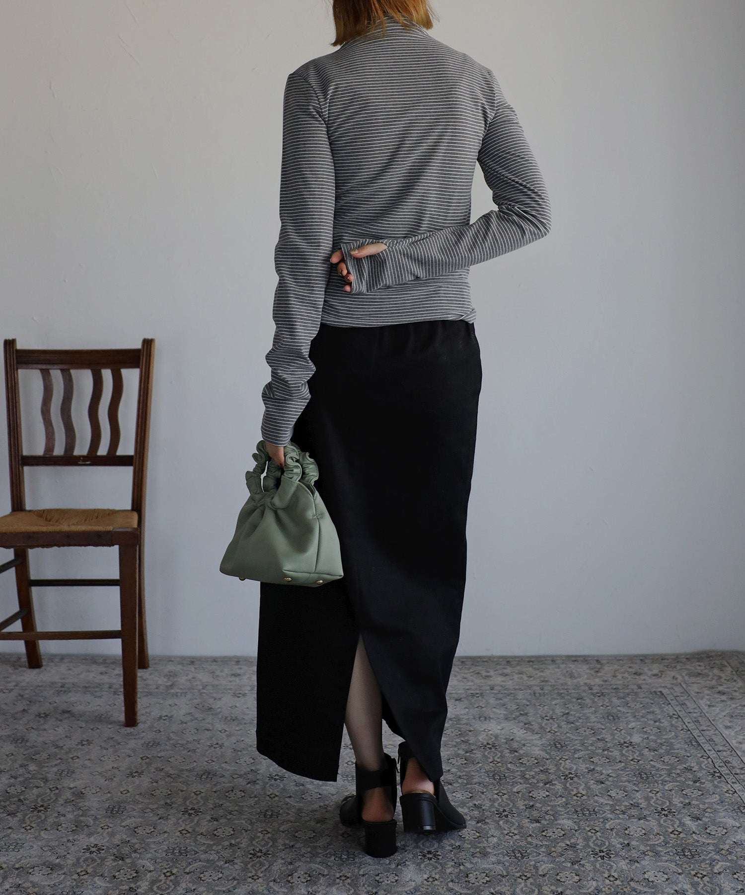 ボンジュールサガン BONJOUR SAGAN 起毛ボーダータートルネック （Black×White） Black×White