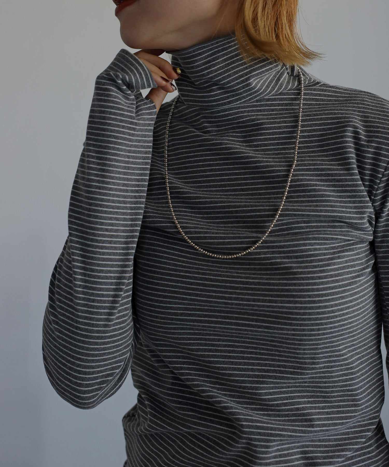 ボンジュールサガン BONJOUR SAGAN 起毛ボーダータートルネック （Black×White） Black×White