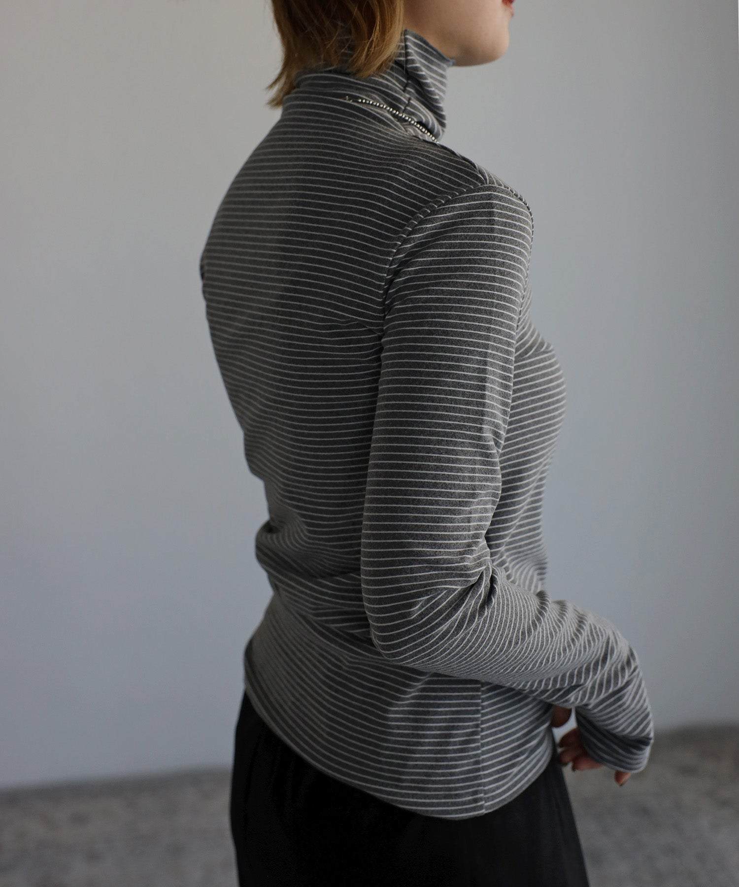 ボンジュールサガン BONJOUR SAGAN 起毛ボーダータートルネック （Black×White） Black×White