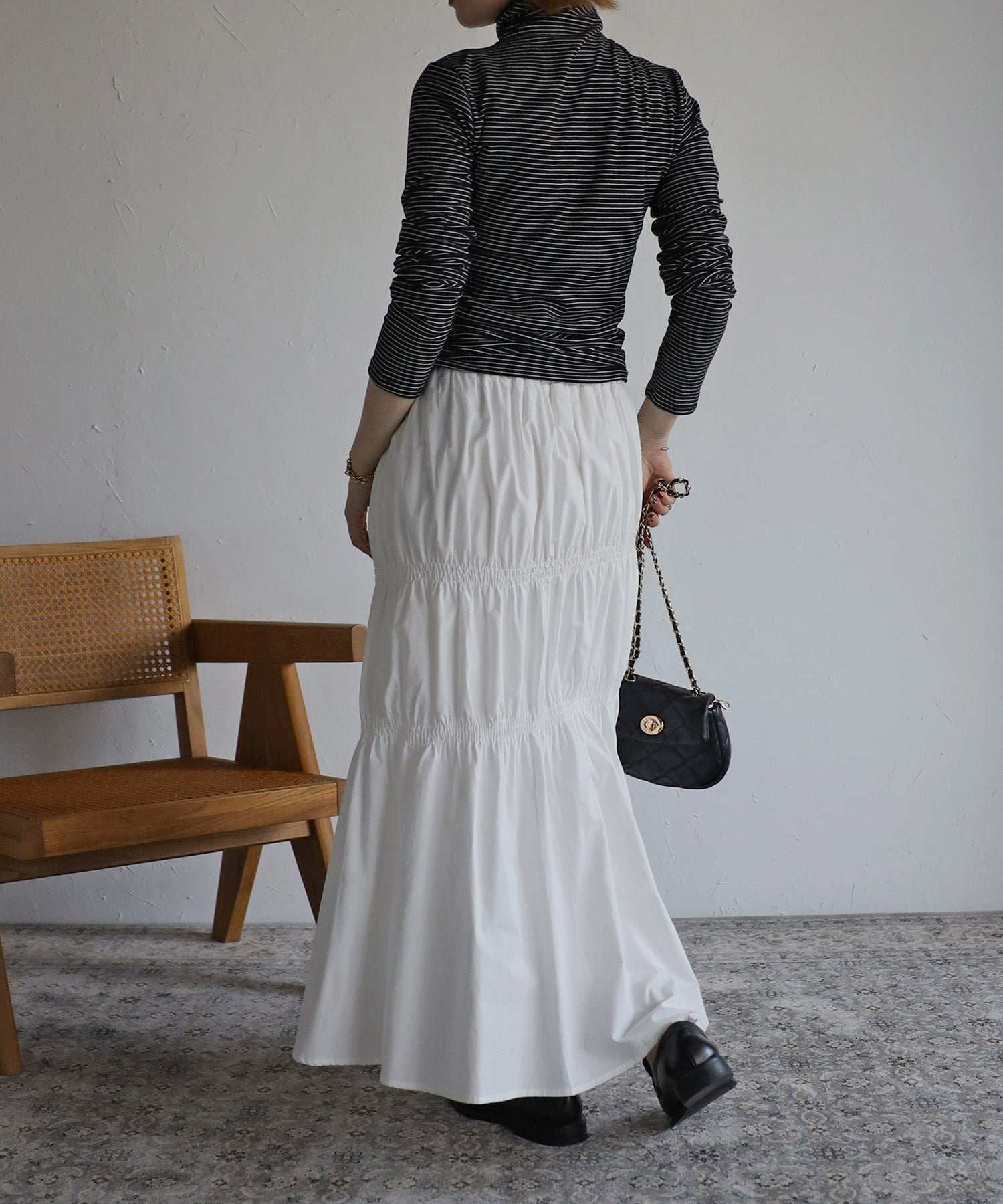 ボンジュールサガン BONJOUR SAGAN 起毛ボーダータートルネック （Black×White） Black×White