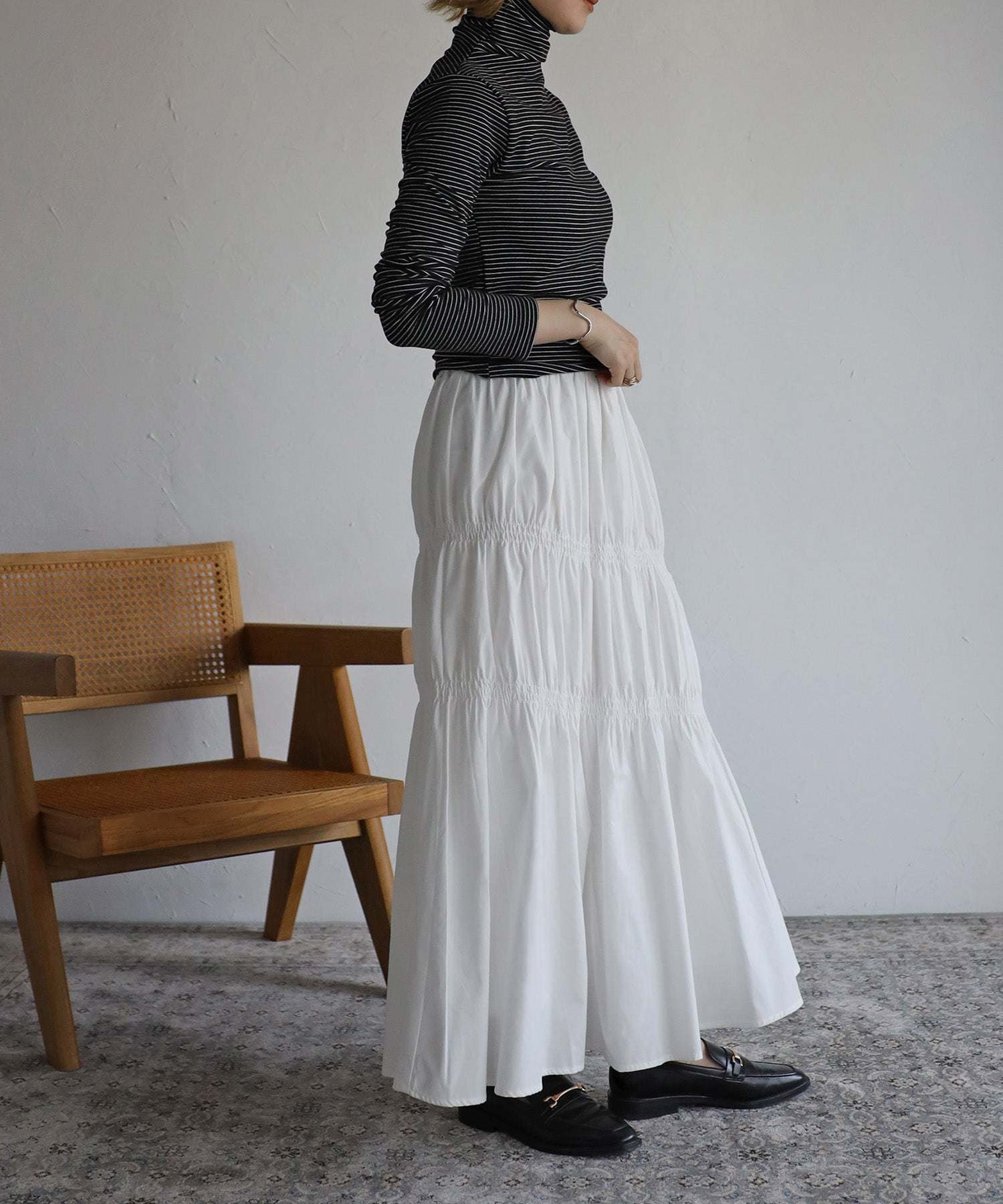 ボンジュールサガン BONJOUR SAGAN 起毛ボーダータートルネック （Black×White） Black×White