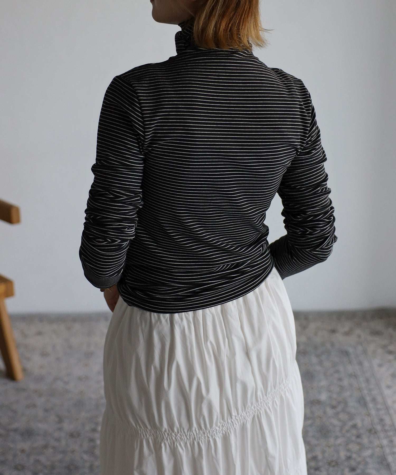 ボンジュールサガン BONJOUR SAGAN 起毛ボーダータートルネック （Black×White） Black×White