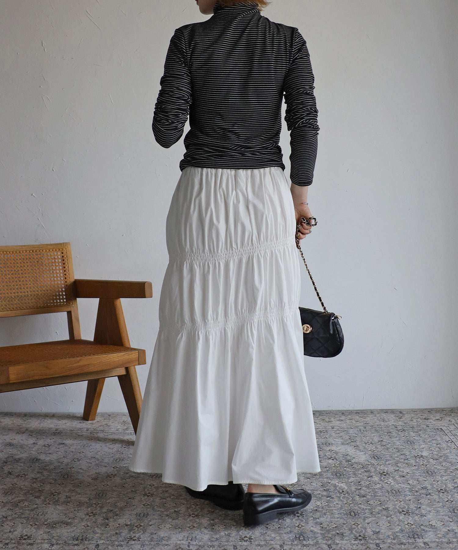 ボンジュールサガン BONJOUR SAGAN 起毛ボーダータートルネック （Black×White） Black×White